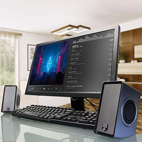 GOgroove GOgroove Laptop Computer Speakers - SonaVERSE O2 USB Powered Desktop Speakers with Dual Passive Bass Woofers, Built-in Volume Dial, Sleek Compact Design for Small Desks and Mobile PCs (Black)