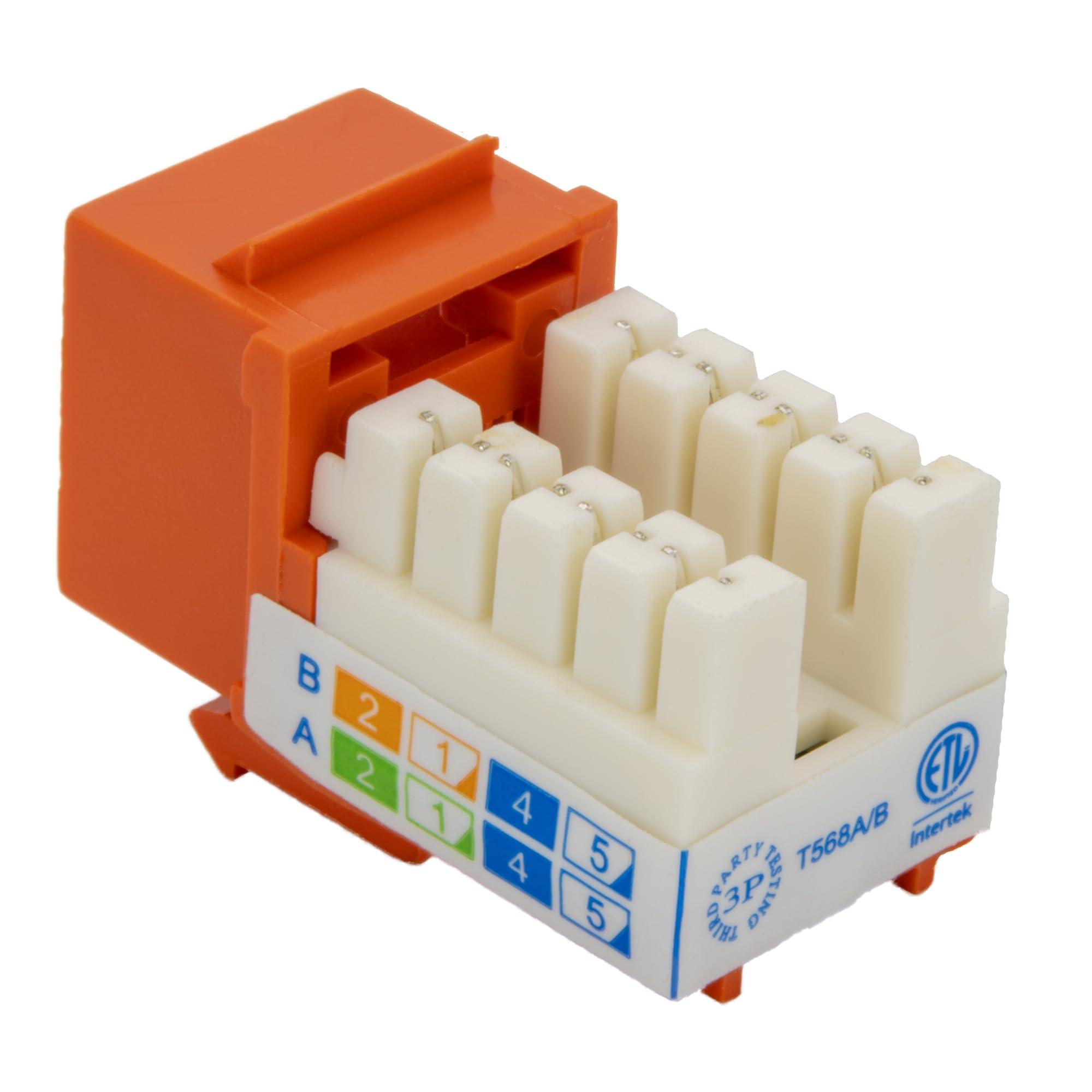 CableWholesale Cat6 Keystone Jack, Orange, RJ45 Female to 110 Punch Down, CableWholesale