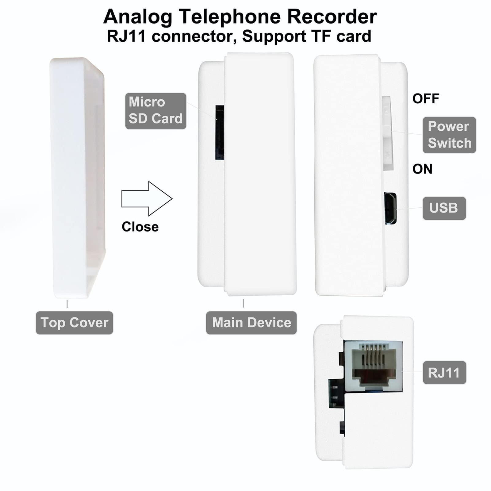 Acogedor Landline Phone Call Recorder for All Analog Phone Lines System, Automatic Telephone Recording Device, Support Recording, 32GB