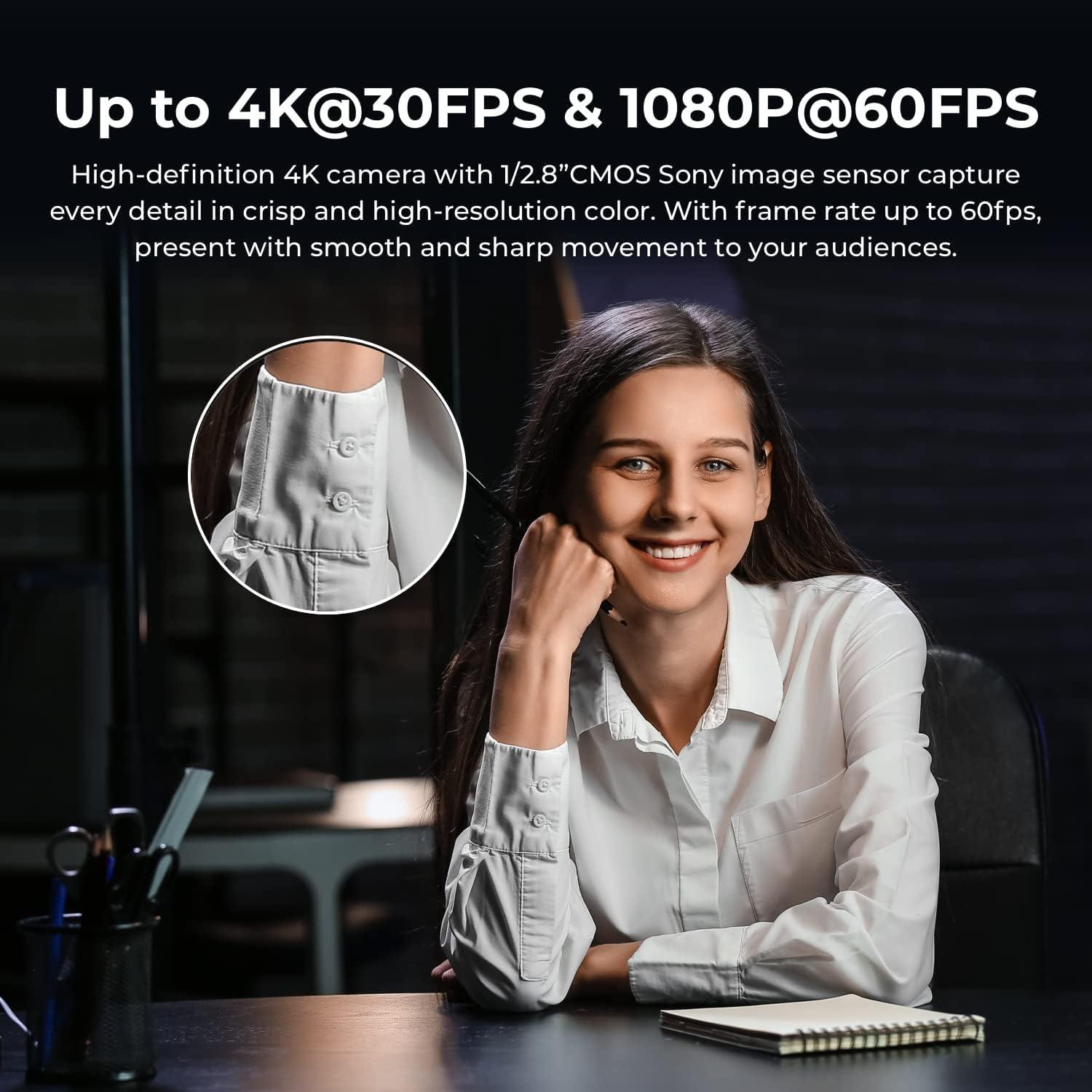 OBSBOT OBSBOT Meet AI-Powered 4K Webcam, AI Framing & Autofocus, Webcam with Microphone, Background Bokeh, 60 FPS, HDR Low-Light Correction, Beauty Mode, Webcam for PC, Streaming, Conference, Gaming, etc.