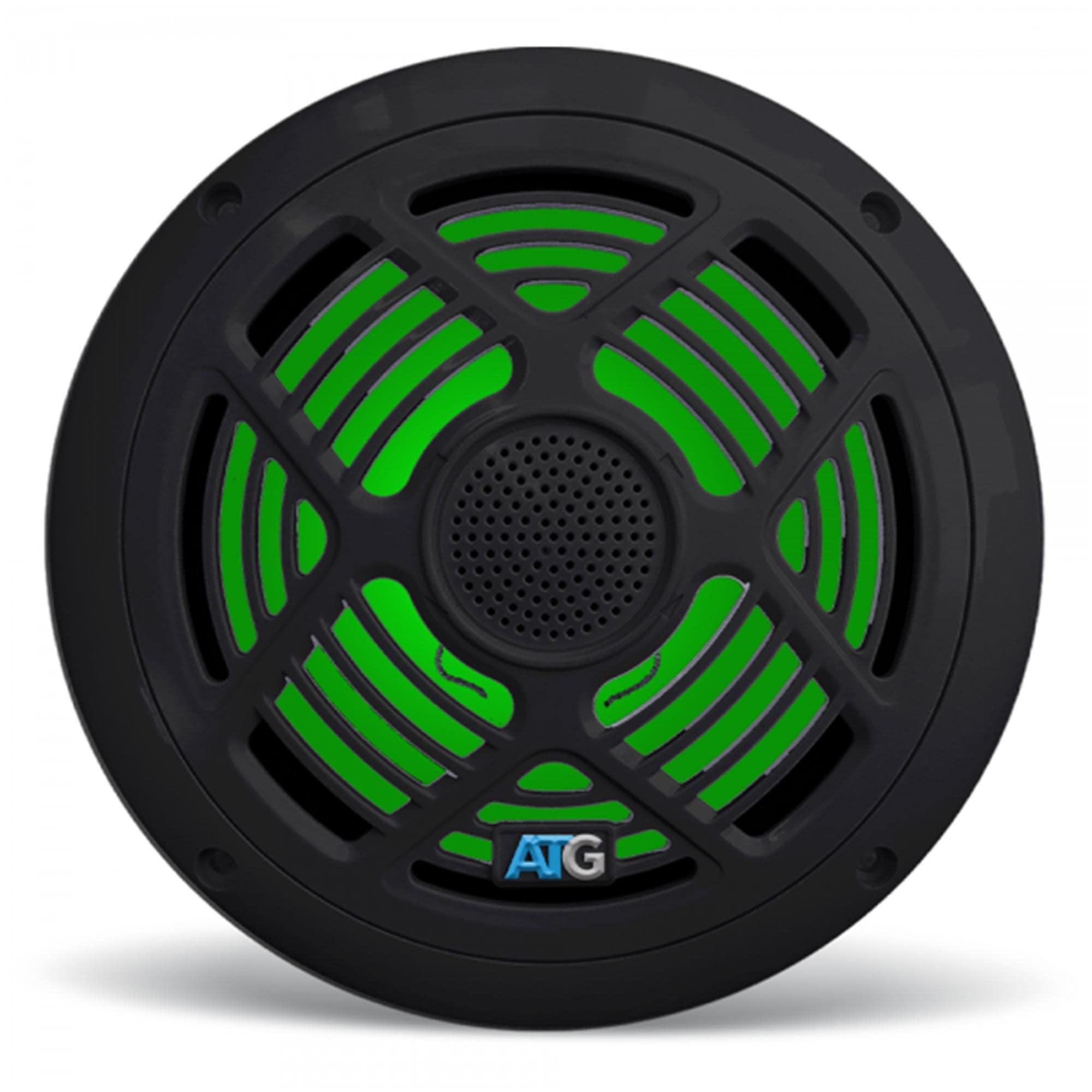 Audio To Go ATG Audio Marine 8" Coaxial Speakers with RGB LEDs, Pair, Black, 160W - ATG8MRGB-B