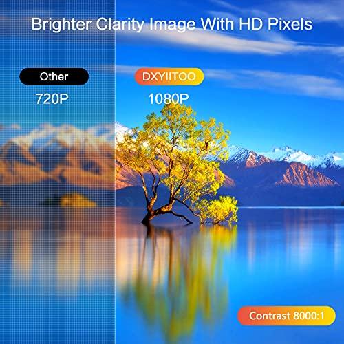 Dxyiitoo Native 1080P Projector with WiFi and Two-Way Bluetooth, Full HD Movie Projector for Outdoor Movies, 300" Display Projector 4k Home Theater, Compatible with iOS/Android/PC/XBox/PS4/TV Stick/HDMI/USB