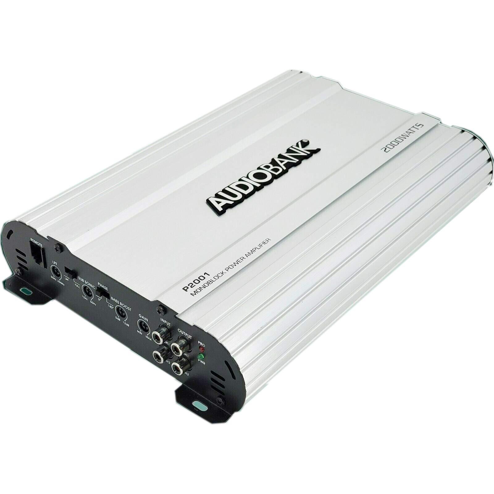 Audiobank Audiobank Monoblock 2000 WATTS Amp Class AB Car Audio Stereo Amplifier P2001 Heavy-Duty Aluminum Alloy Heatsink | Class A-B Operation Remote On/Off Circuit