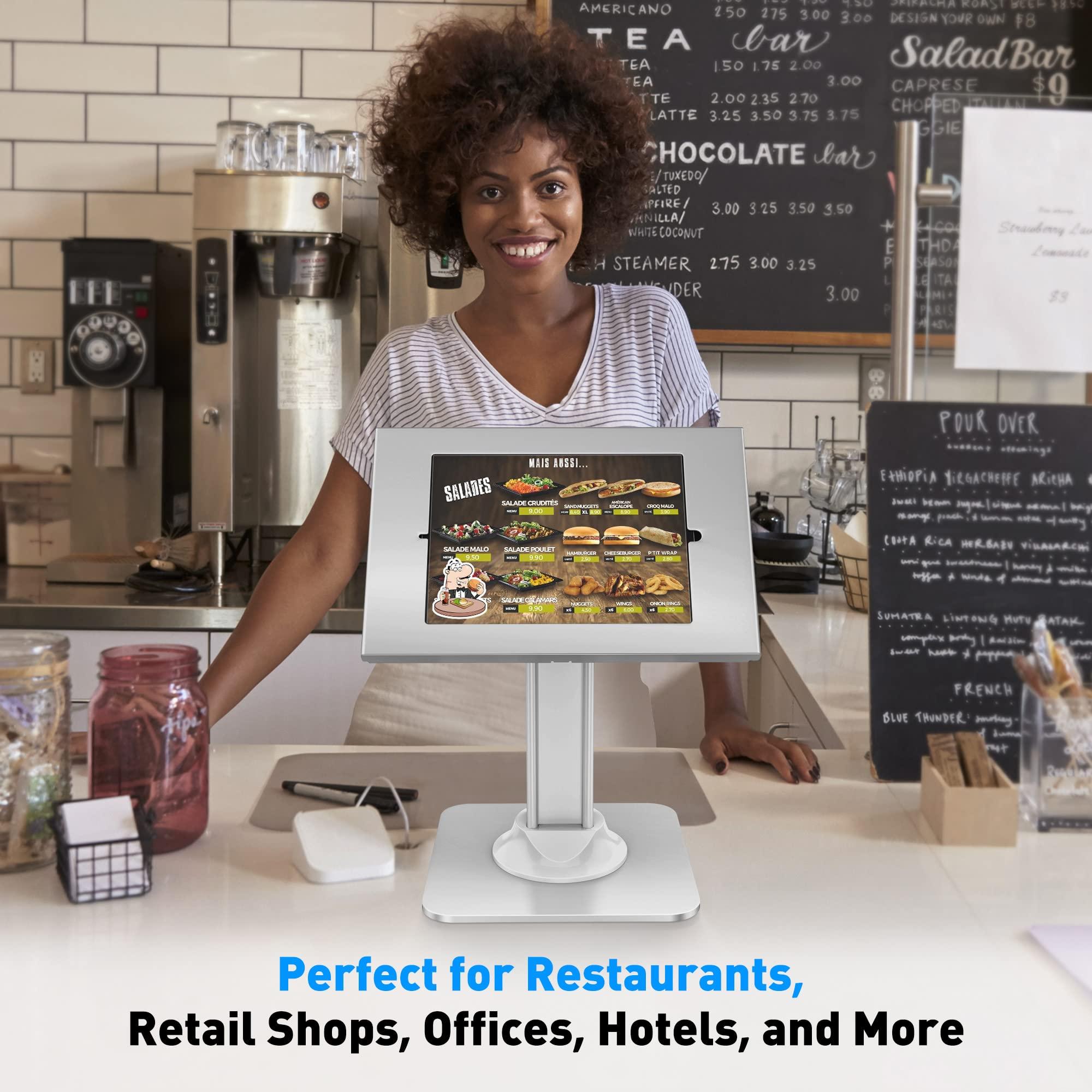 AboveTEK AboveTEK Anti-Theft iPad Kiosk Stand POS iPad Security Stand & Locking Tablet Stand Heavy Duty Base, 360 Swivel, 75 Tilt Bracket Retail Business for iPad/iPad Air/iPad Pro (White)