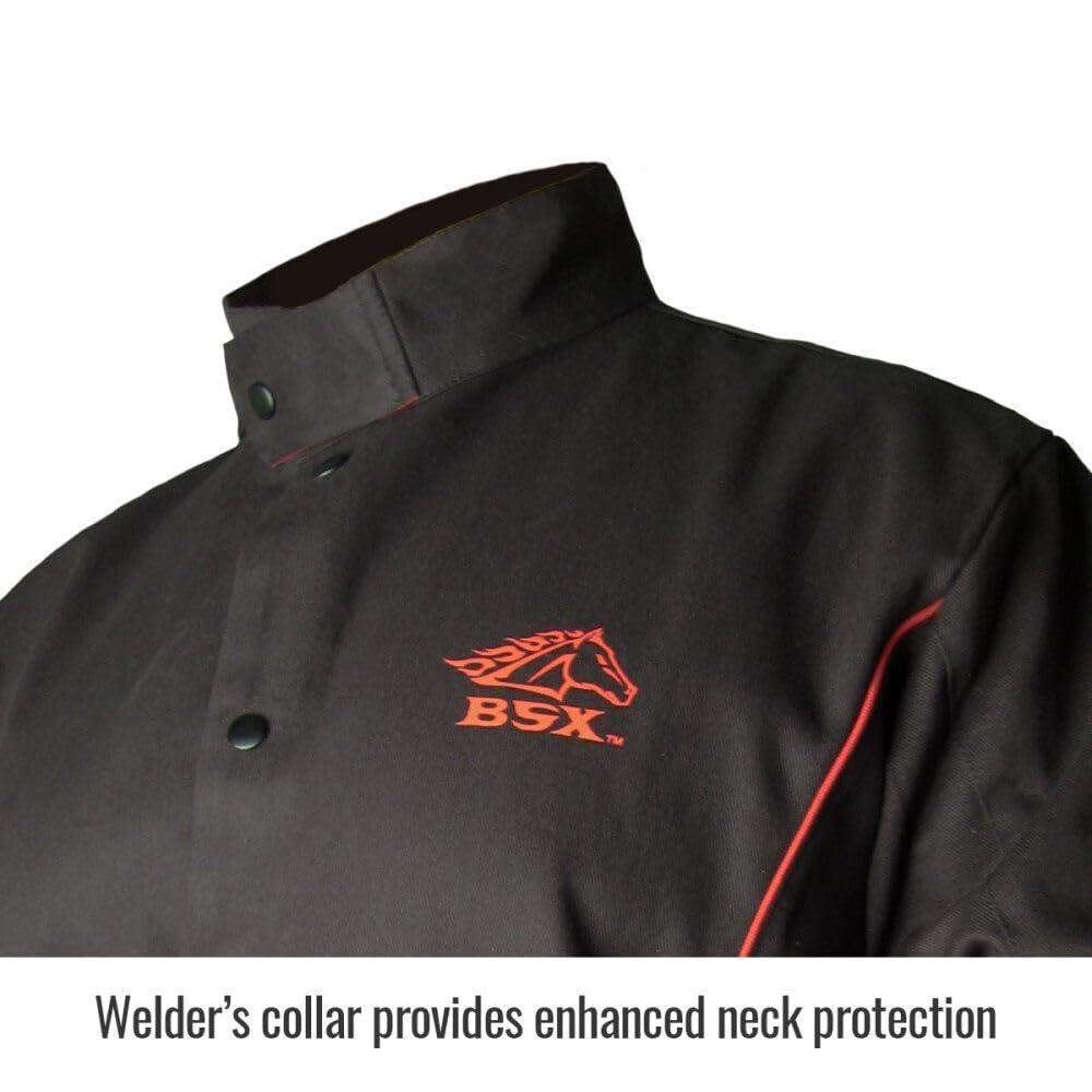 Revco BLACK STALLION BSX® FR Welding Jacket - Black w/Red Flames - MEDIUM