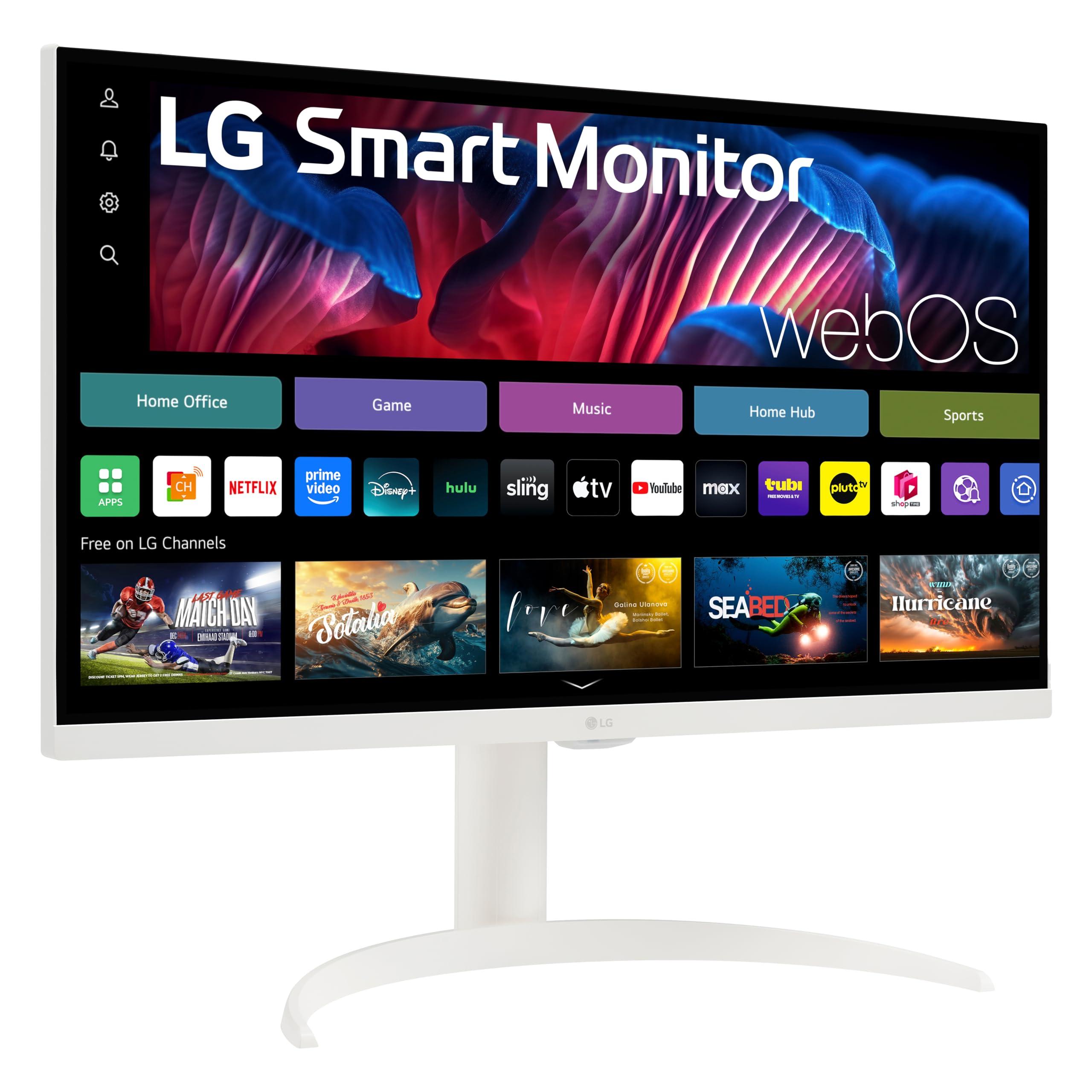 LG LG 27SR75U-W MyView 27 inch 4K UHD (3840x2160) IPS HDR10 USB Type-C 65W PD Smart Monitor webOS 23 AirPlay Screen Share Bluetooth ThinQ App Built-in Speaker HDMI White