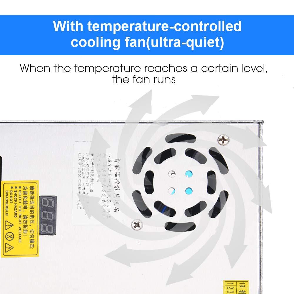 Titoe Adjustable DC Power Voltage Converter AC 110V-220V to DC 0-48V Module Switching Power Supply Digital Display 480W Voltage Regulator Transformer Built in Cooling Fan