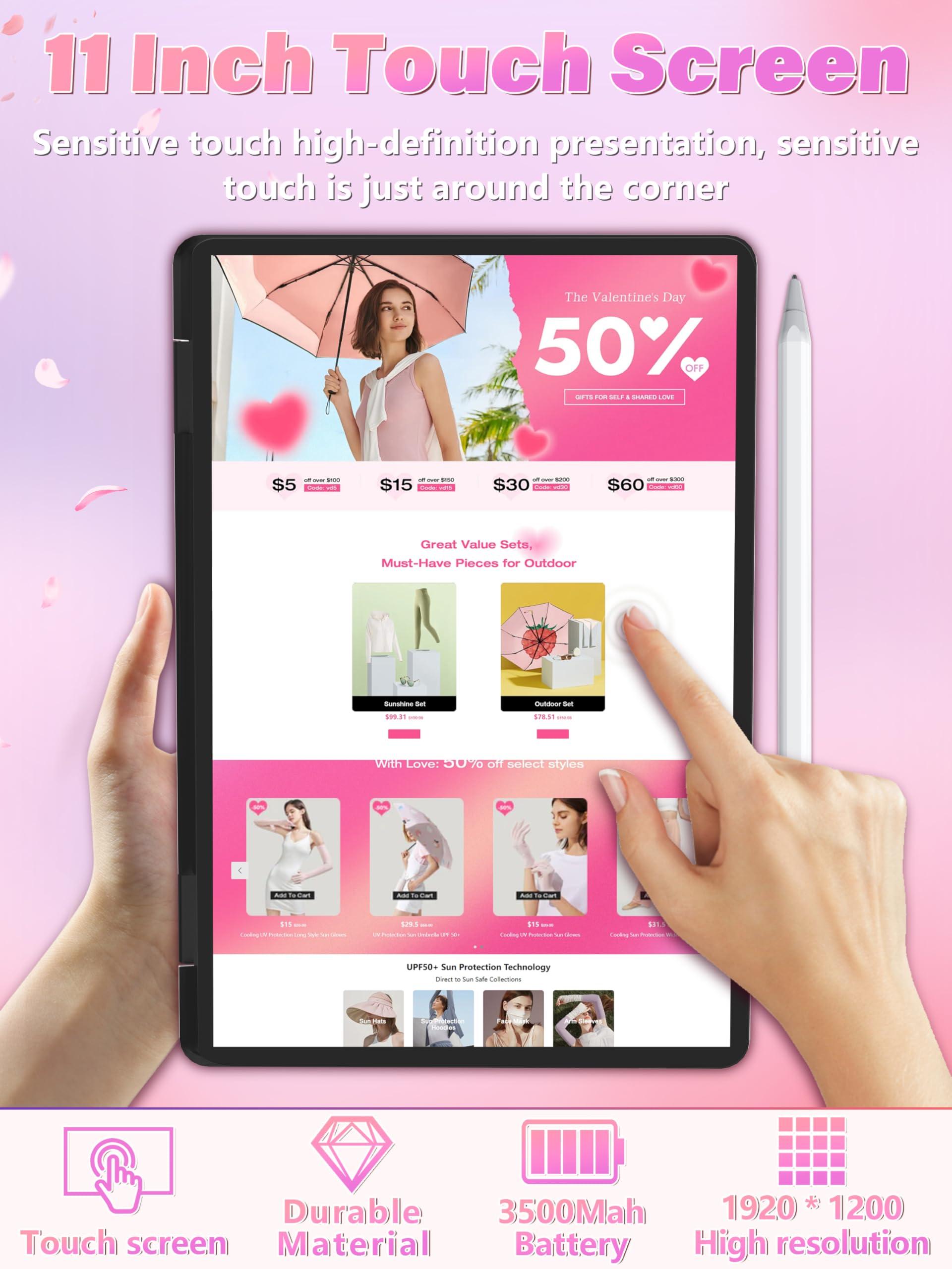 Svikou Svikou 11\" Touchscreen 2-in-1 Convertible Pink Laptop for Business&Students, in tel N100 CPU,16G DDR4 RAM,512G SSD,FHD 1920 * 1200 IPS,Win 11 Pro PC,Backlit Keyboard, WiFi, Type-C,HDMI, Oval Trackpad