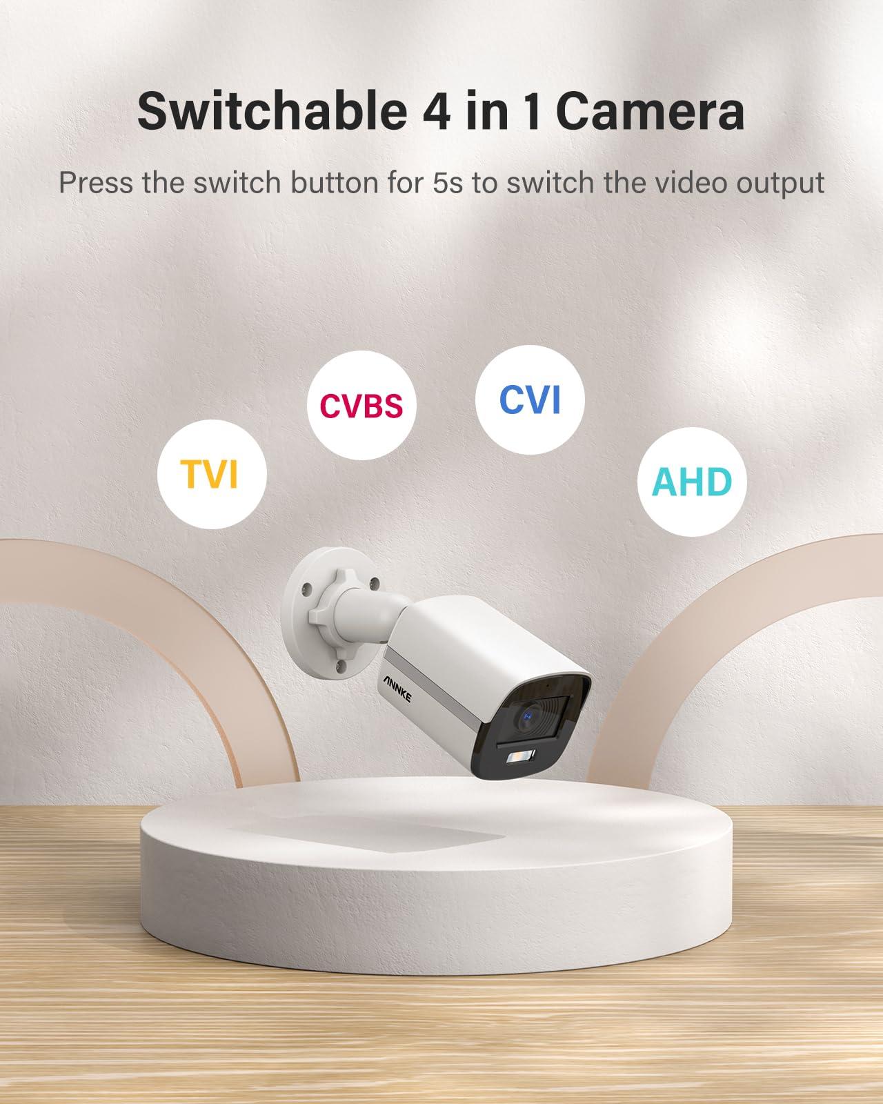 ANNKE ANNKE 3K Add-On Security Bullet Camera with Full Color Night Vision, 2X 4-in-1 TVI/AHD/CVI/CVBS CCTV Surveillance Cam with Built-in Mic, 2.8mm Lens, IP67 Weatherproof, (Cable & Adapter Included)