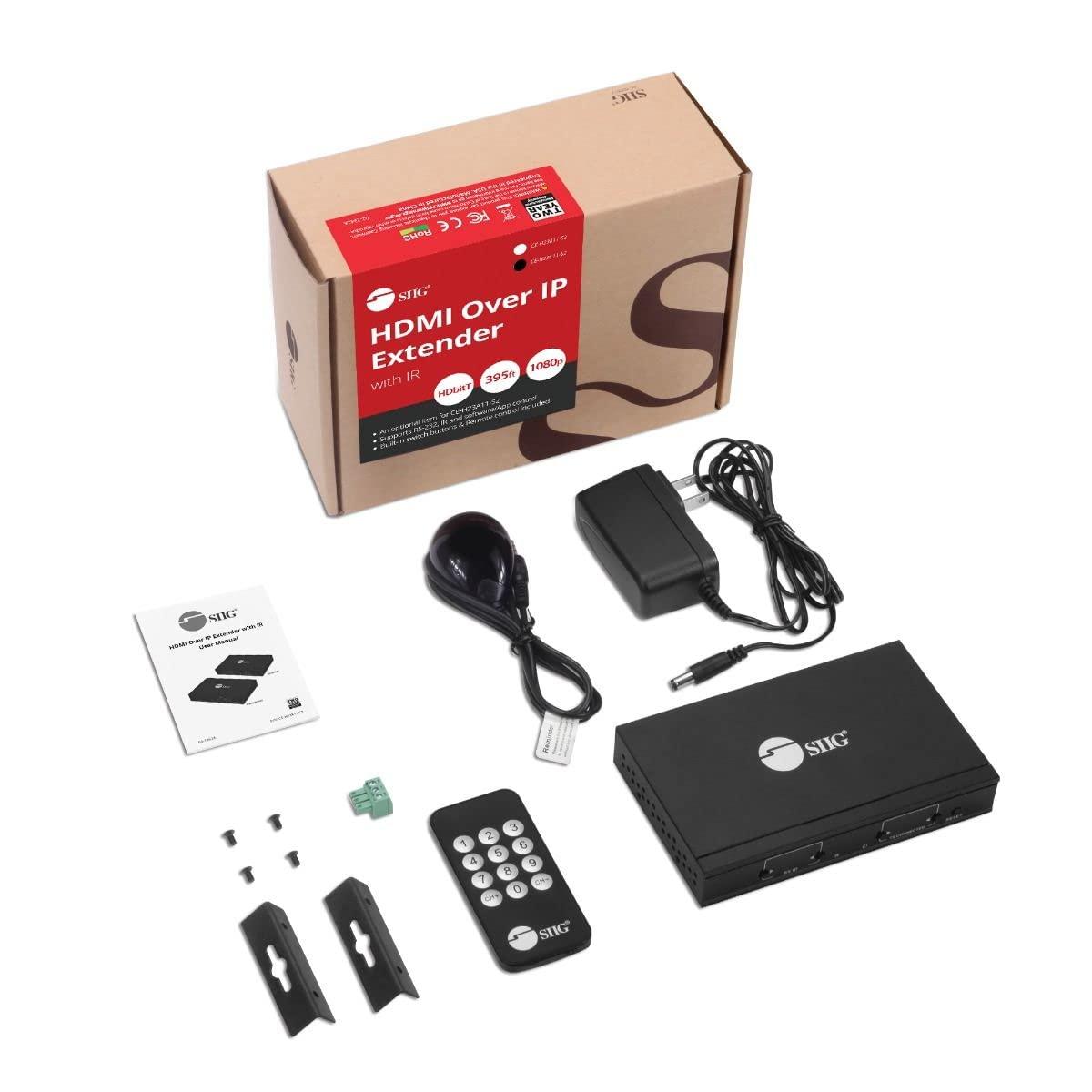 SIIG SIIG 1080p HDMI Extender Balun Over IP Ethernet, 394ft, Receiver Unit (RX) only, Many to Many, Matrix Configurable Over CAT5e/ CAT6, Expandable up to 256 Units (CE-H23C11-S2)