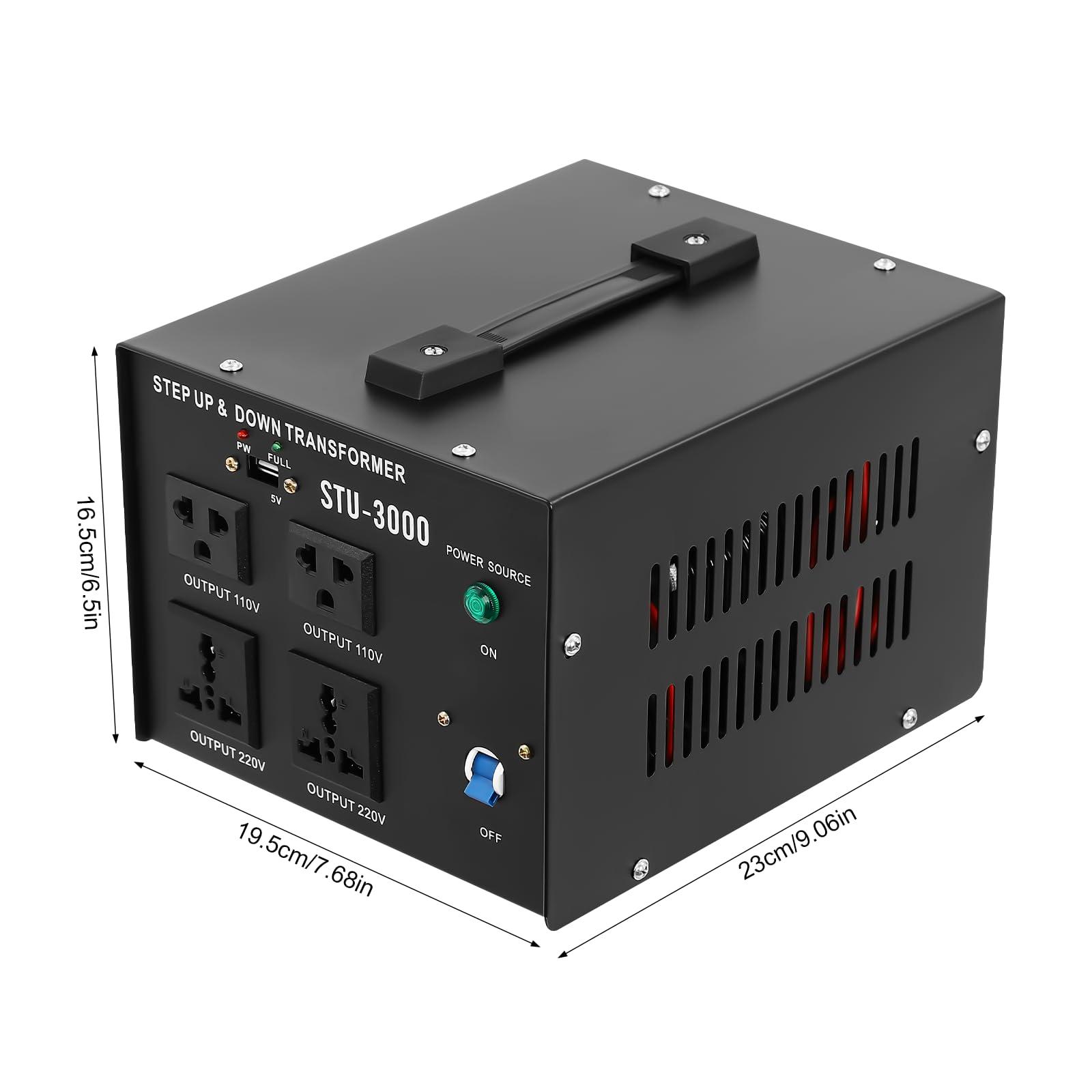 mignonnememe 3000W Power Voltage Converter Transformer Heavy Duty Step Up/Down AC 110V to 220V Power Converter Circuit Breaker Protection