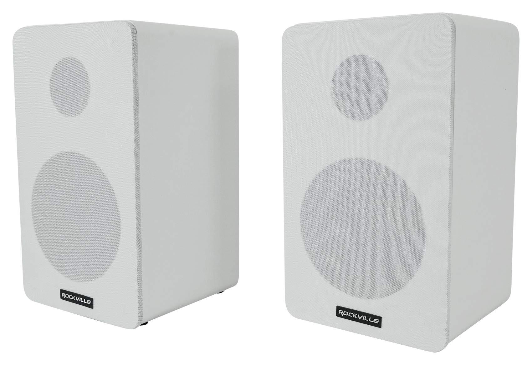 Rockville Rockville Pair RockShelf 54W White 5.25" Home Bookshelf Speakers w/37 Stands