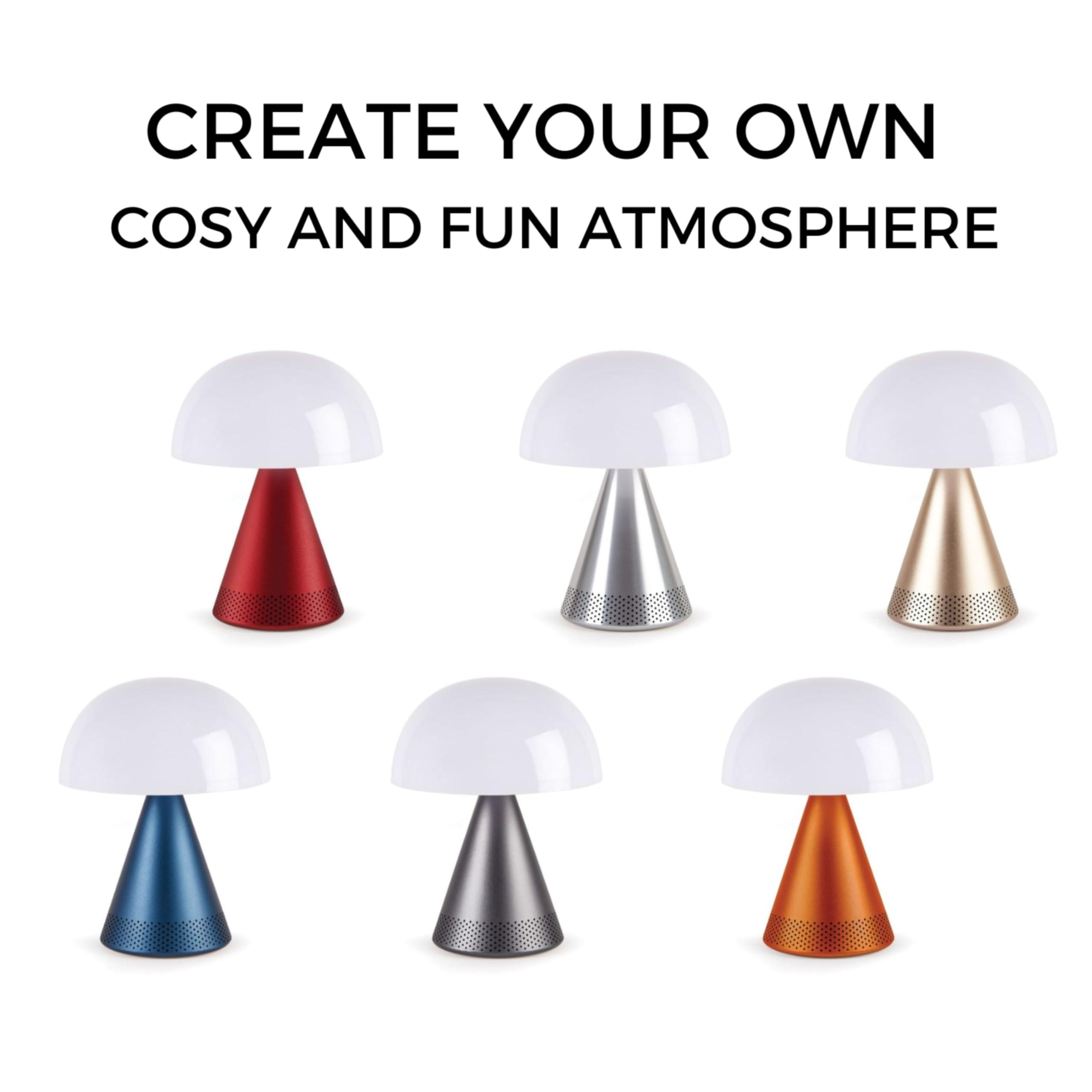 Lexon Lexon Mina L Audio 2 in 1 Mushroom Table Lamp and Wireless Bluetooth Speaker, 9 LED Color Mood Lamp for Bedrooms & Living Room & Music Player - Alu Poli