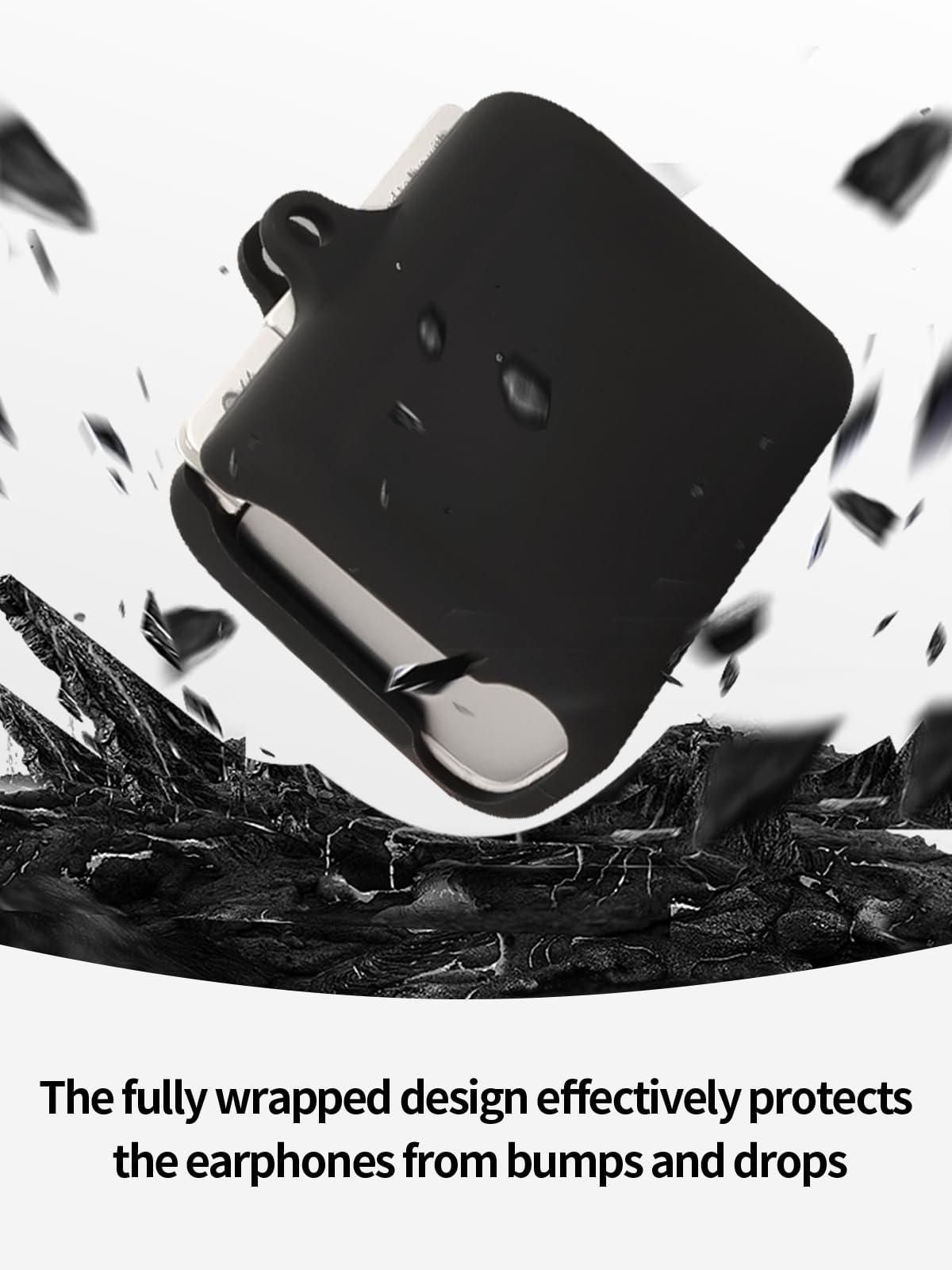 WUNIAK Case for ByteDance Ola Friend AI Agent Earphones 2024,WUNIAK Soft Silicone Protective Portable Scratch Shock Resistant Shell with Cleaner Kit & Carabiner & LanyardBlack