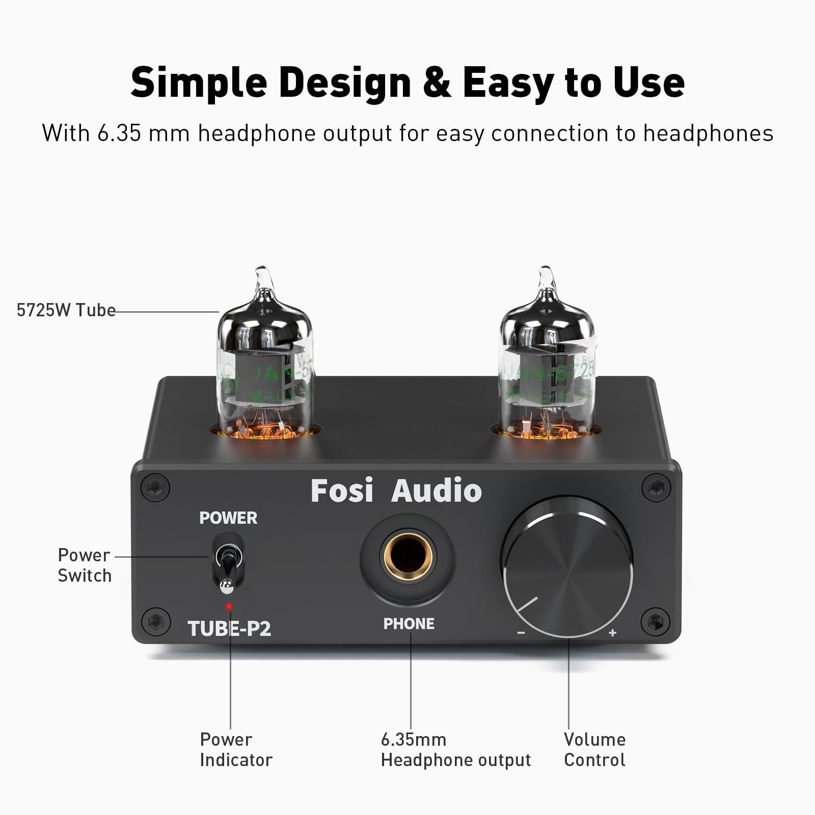 Fosi Audio Fosi Audio P2 Headphone Amplifier Vacuum Tube Headphone Amp Mini Hi-Fi Stereo Audio with Low Ground Noise Output Protection