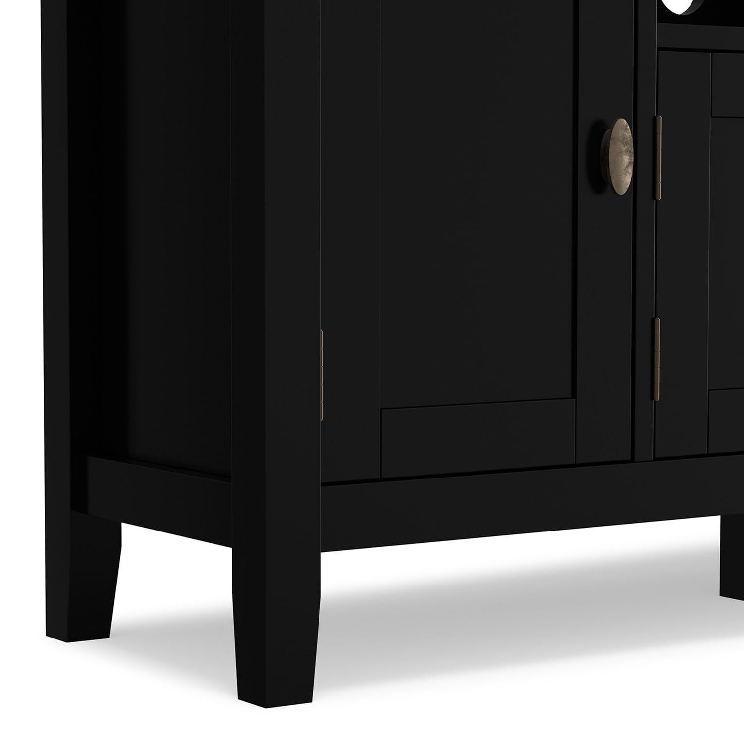 SIMPLIHOME SIMPLIHOME Redmond SOLID WOOD 72 Inch Wide Transitional TV Media Stand in Black For TVs up to 80 Inches, For the Living Room and Entertainment Center