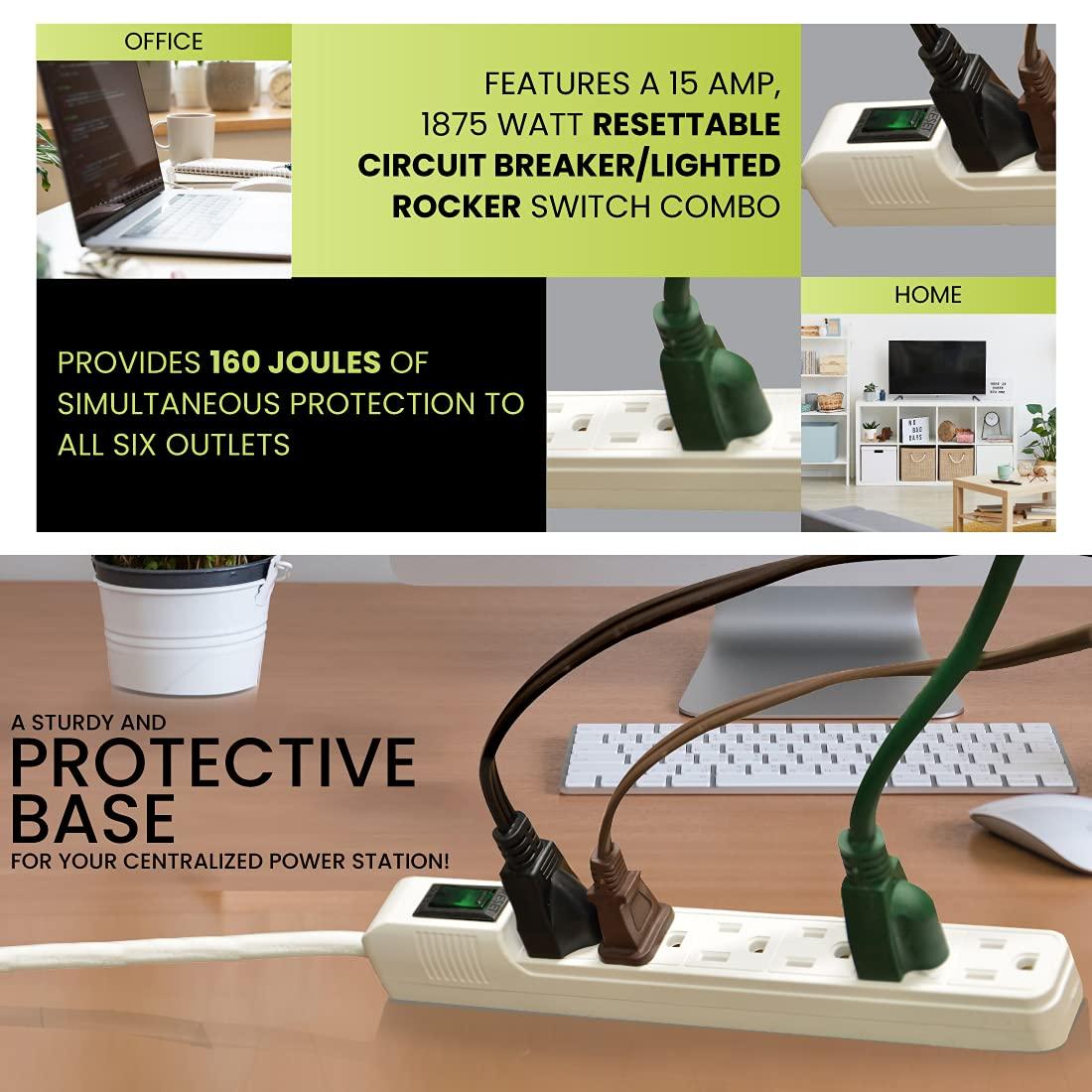 Go Green Power Inc. Go Green Power Inc. GG-16103MIN 6 Outlet Mini Surge Protector, White