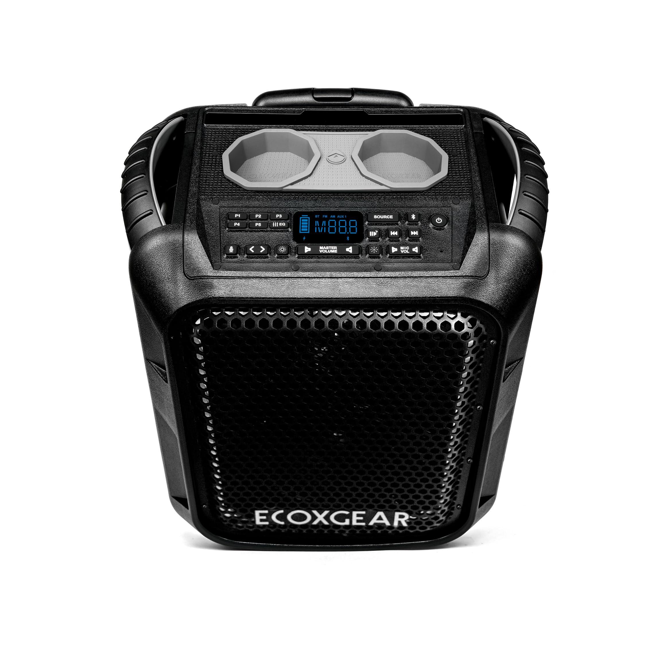 ECOXGEAR ECOXGEAR: EcoBoulder Ultra 121dB Loud Rugged Bluetooth 5.1 Speaker, IP67 Waterproof, Drop and dustproof with Party Lights, 50+ Hours runtime, it Even Floats Black