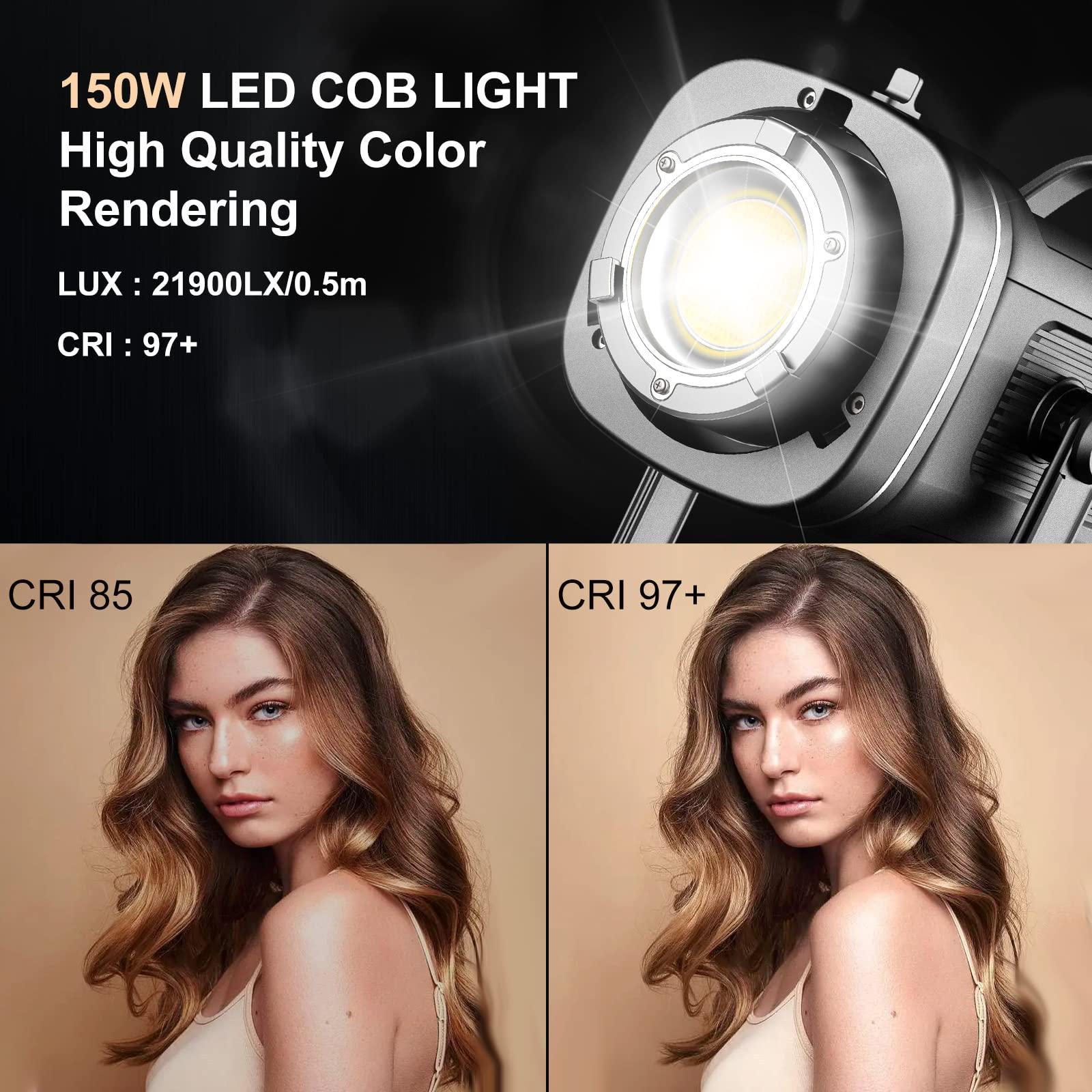 GVM Great Video Maker GVM 150W Video Light Kit, 2700K-7500K Continuous Lighting for Photography with Lantern Softbox&Stand, Bi-Color Studio Light Kit with Bluetooth Control, CRI 97+ 8 Scene Lights for Live Streaming White