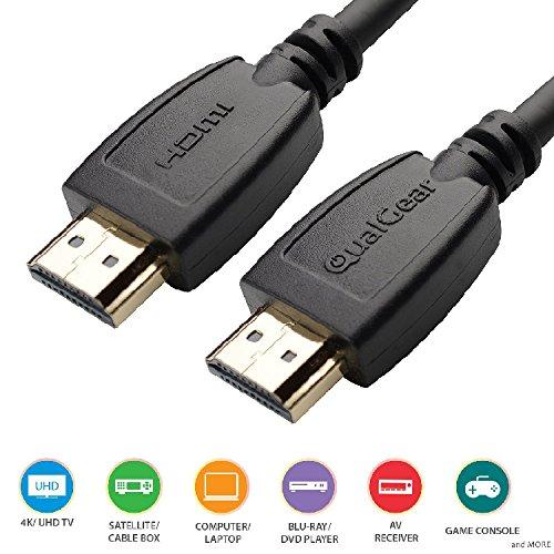 QualGear QualGear High Speed HDMI 2.0 Cable with Ethernet (10 Feet-2 Pack) - 100% OFC Copper, 24K Gold Plated Contacts, Triple-Shielded. Supports 4K Ultra HD, 3D, 18 Gbps, ARC (QG-CBL-HD20-10FT-2PK)