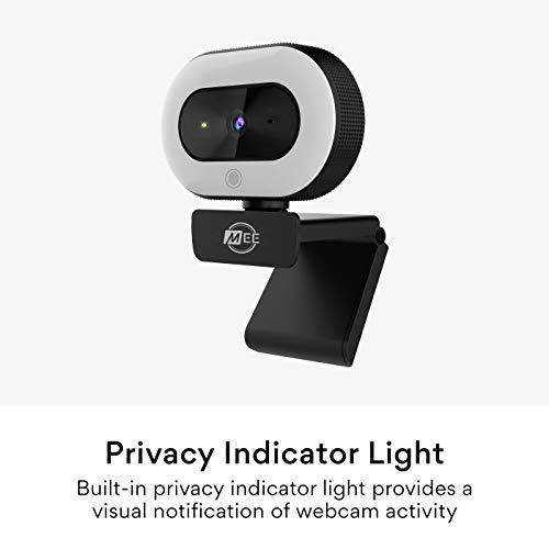 MEE audio MEE audio CL8A 1080p HD Webcam with Ring Light, Microphone, Autofocus, Low Light Correction, 360° Rotation; USB Streaming Web Camera for Video Calling via Zoom/Skype on Computer PC Mac Laptop Desktop