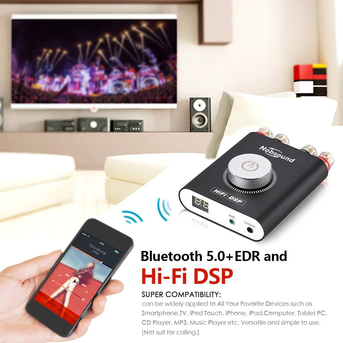 Douk Audio Nobsound NS-20G 200W Mini Bluetooth 5.0 Power Amplifier 2.0 Channel Wireless Receiver Hi-Fi DSP Stereo Headphone Audio Amp LED Display
