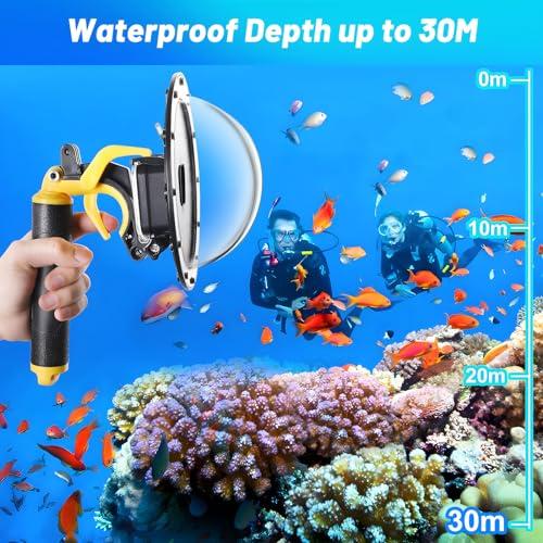 FEIMUOSI Dome Port for GoPro Hero 12 11 10 9 Black,Waterproof Housing Case Compatible with GoPro Hero 9 10 11 12 Underwater Protective Diving Dome GoPro Lens Accessories with Trigge Pistol an-ti Fog Insert