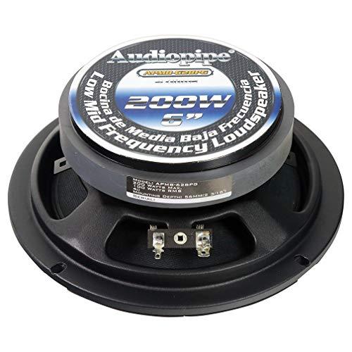 Audiopipe Audiopipe Low Mid Frequency Loudspeaker 6" 200W Max Each - Gold Bullet Dust Cap