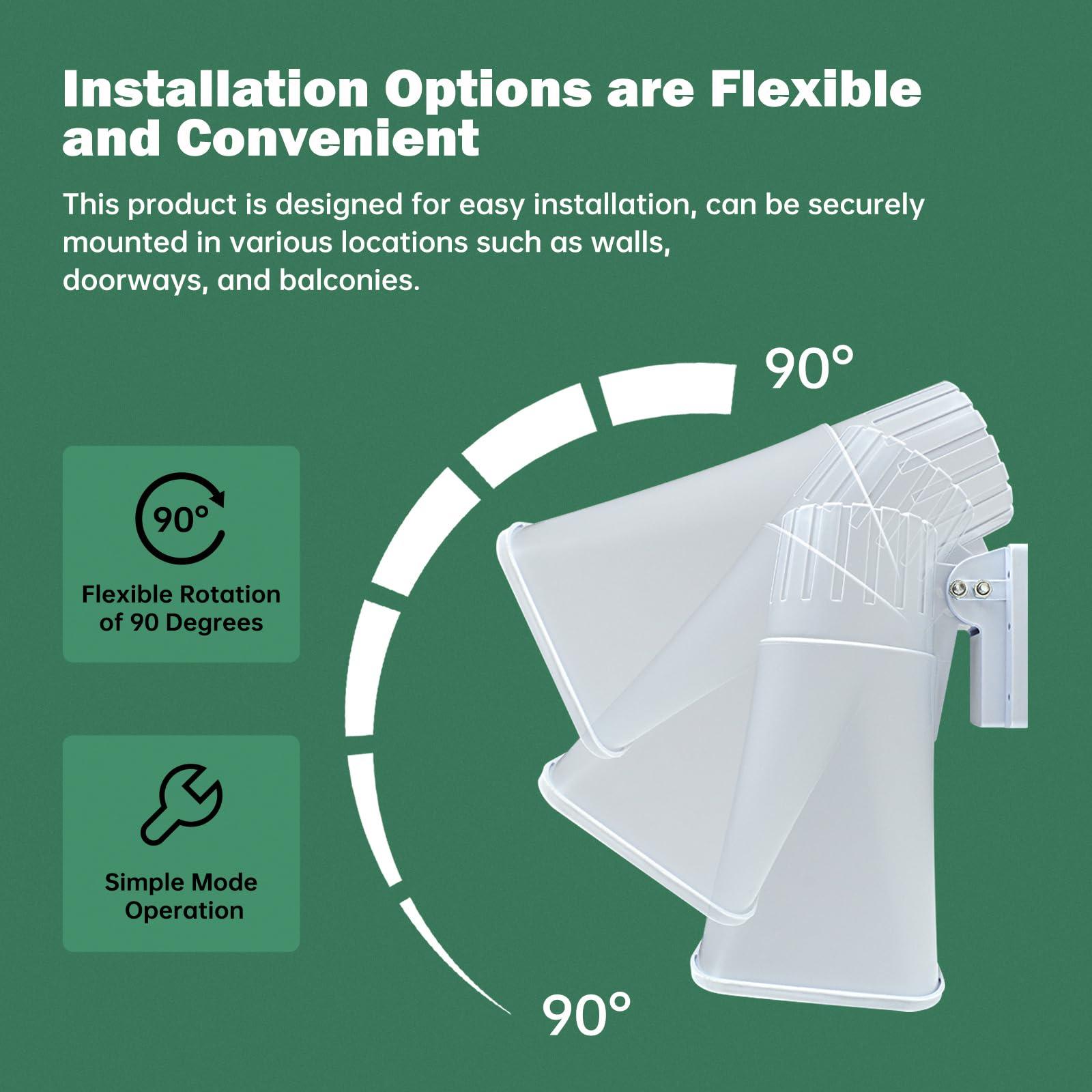 Nippon America Nippon America High Decibel High Power Outdoor Alarm Security Siren (TC-S7545-110), Long Range, 80 Watts, 120 Decibels, Remotely Activate with Wi-Fi Socket (Sold Separately)