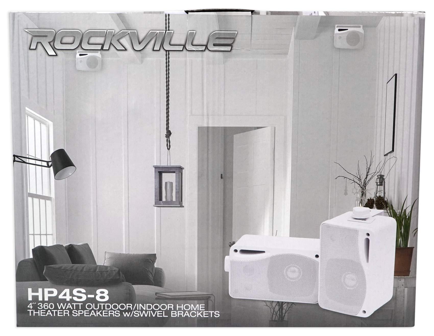 Rockville Rockville (4) HP4S-8 4\" Outdoor/Indoor Home Theater Speakers w/Swivel Bracket