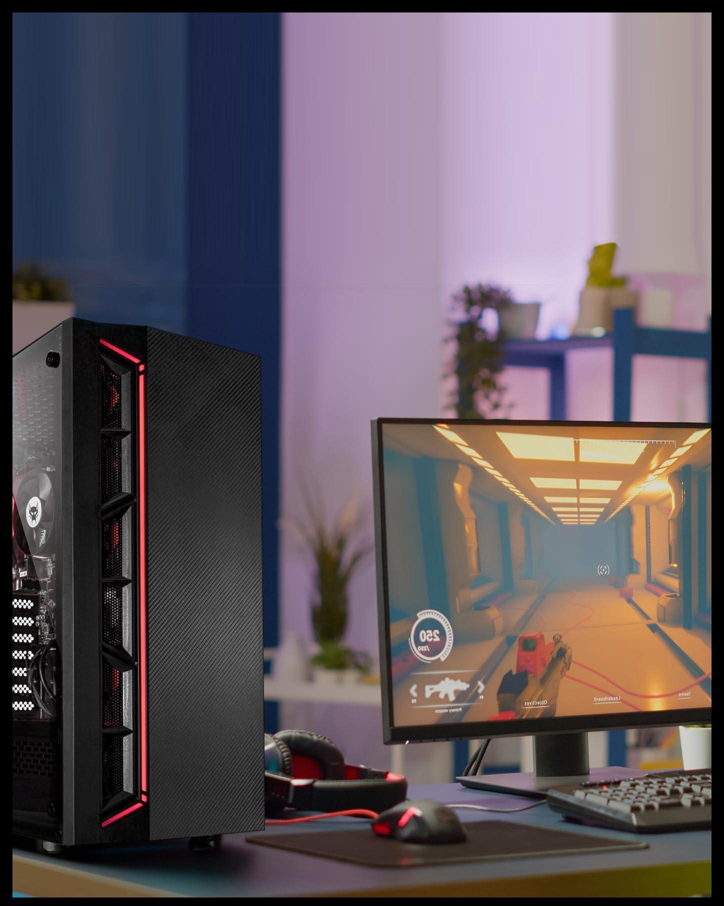 BEASTCOM BEASTCOM Q3 Essential Gaming, Gaming PC, AMD Ryzen 5 6X 4.20GHz 12 Threads, 4K Vega Radeon Graphics, 32GB RAM, 1TB SSD, HDMI, USB 3.2, WiFi, Windows 11 Pro