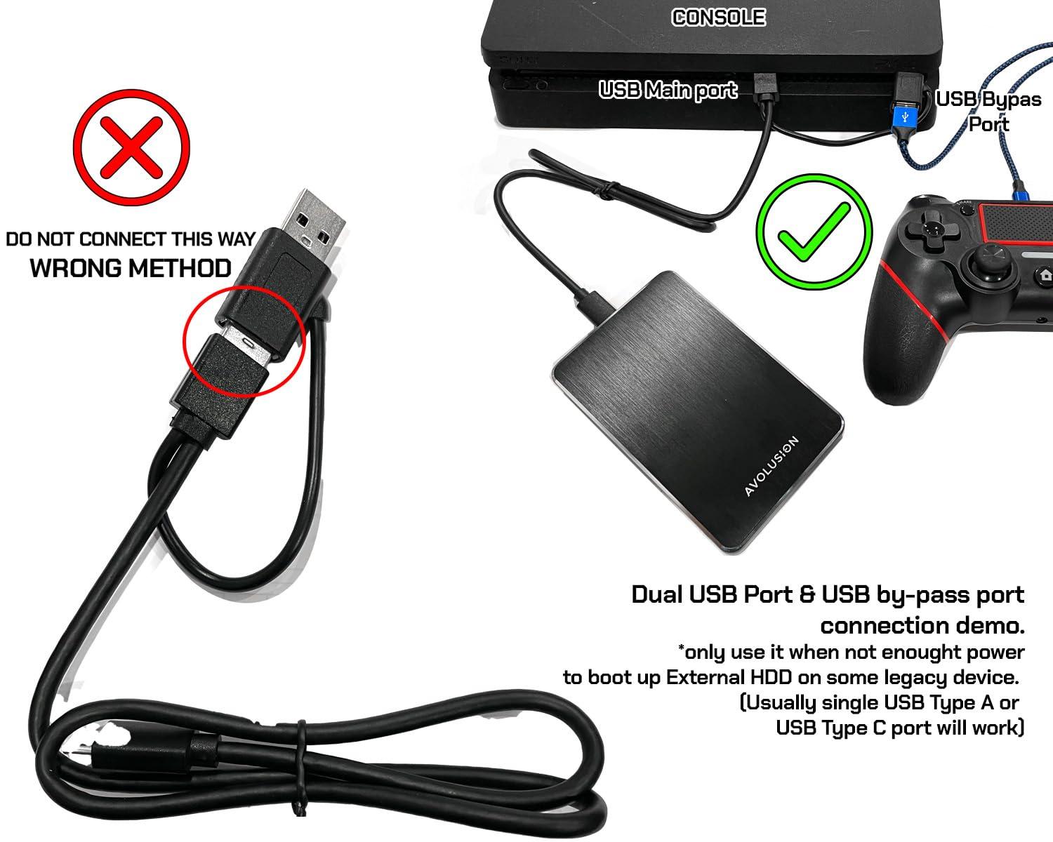 Avolusion Avolusion M2 Series 1TB USB 3.0 Portable External Gaming Hard Drive (for PS4 / PS5 or Windows OS Laptop/PC) (Renewed)