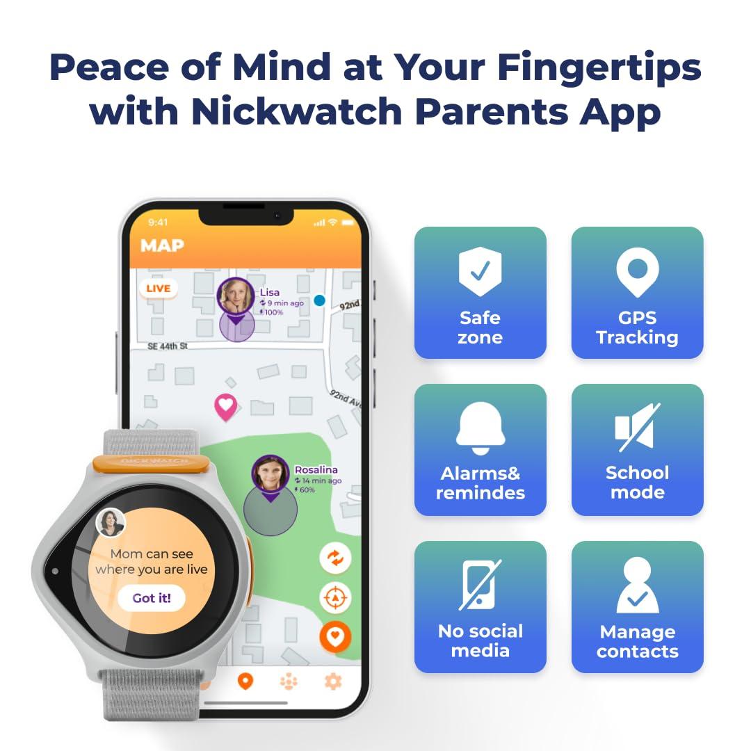 NIckwatch By Nickelodeon NIckwatch By Nickelodeon GPS Tracking Smartwatch with App, Chat & Call, Durable, SOS Call, Motion Games, Step Counter, School Mode & More! Endless Fun for All! Requires Data Plan-First Month Free