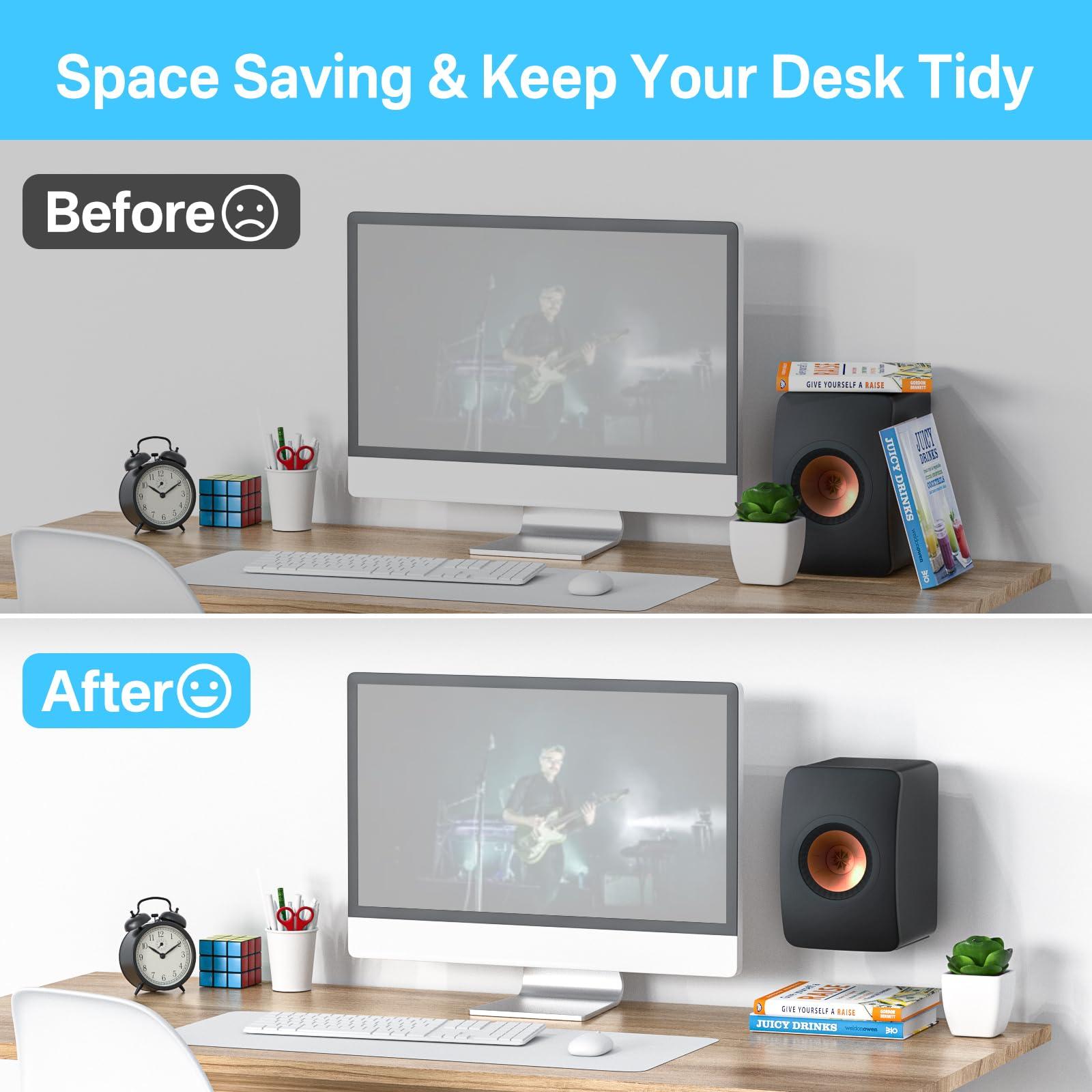 Aiweiwa Heavy-duty Speaker Wall Mount for KEF LS50 Wireless II Speaker Wall Mount Bracket for KEF LS50 Wireless II with Cable Clips for Space Saving Thickened Metal Wall Holder with Screws - Easy Installation