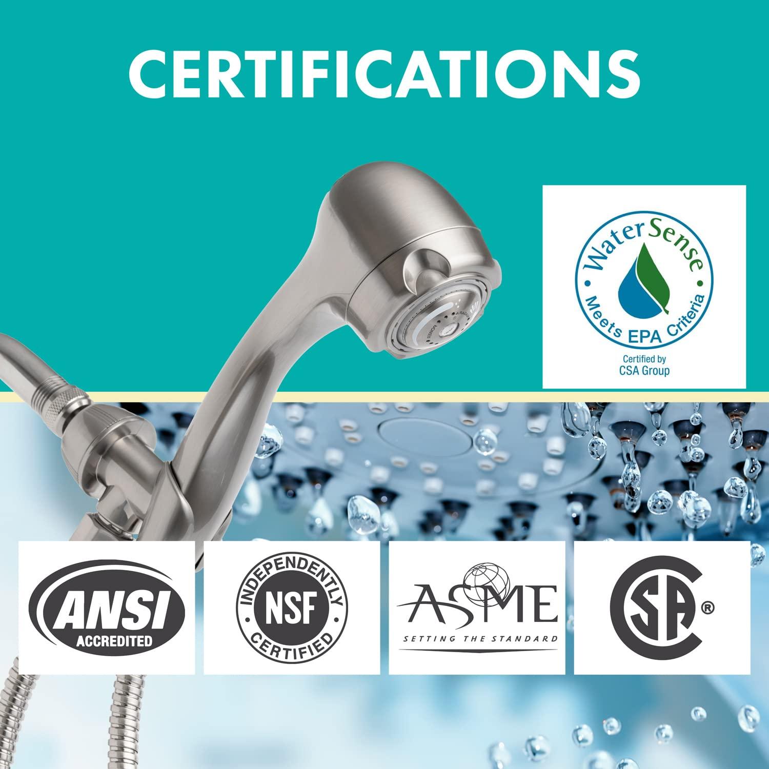 Niagara Conservation Niagara Conservation N2935BN Earth Spa 3-Spray with 2 GPM 2.7-in. Wall Mount Handheld Shower Head in Brushed Nickel, 1-Pack | Bathroom Shower Head Sprayer with Pressure Compensation Technology