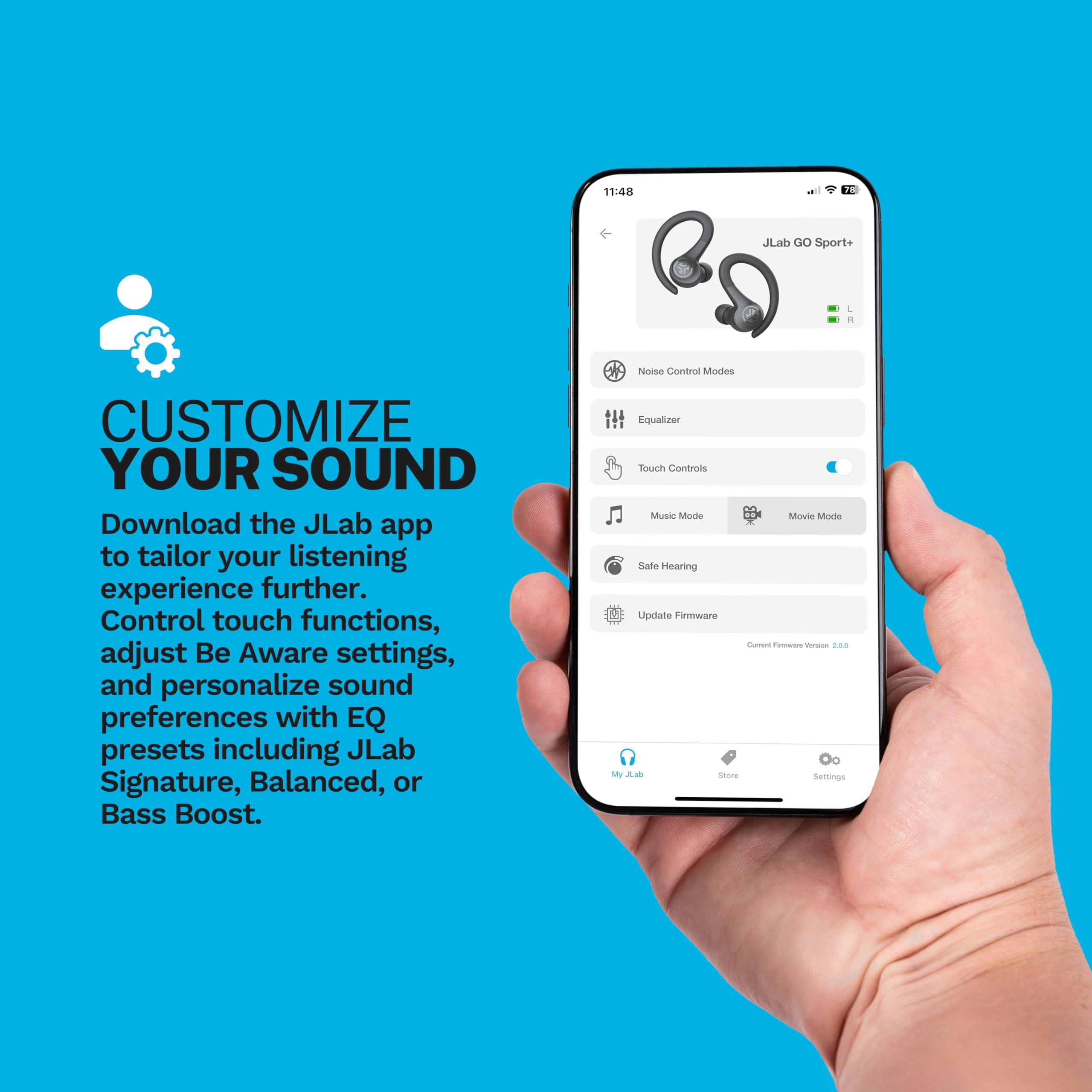 JLab JLab Go Sport+ Wireless Workout Earbuds Featuring C3 Clear Calling, Secure Earhook Sport Design, 35+ Hour Bluetooth Playtime, and 3 EQ Sound Settings (Green)