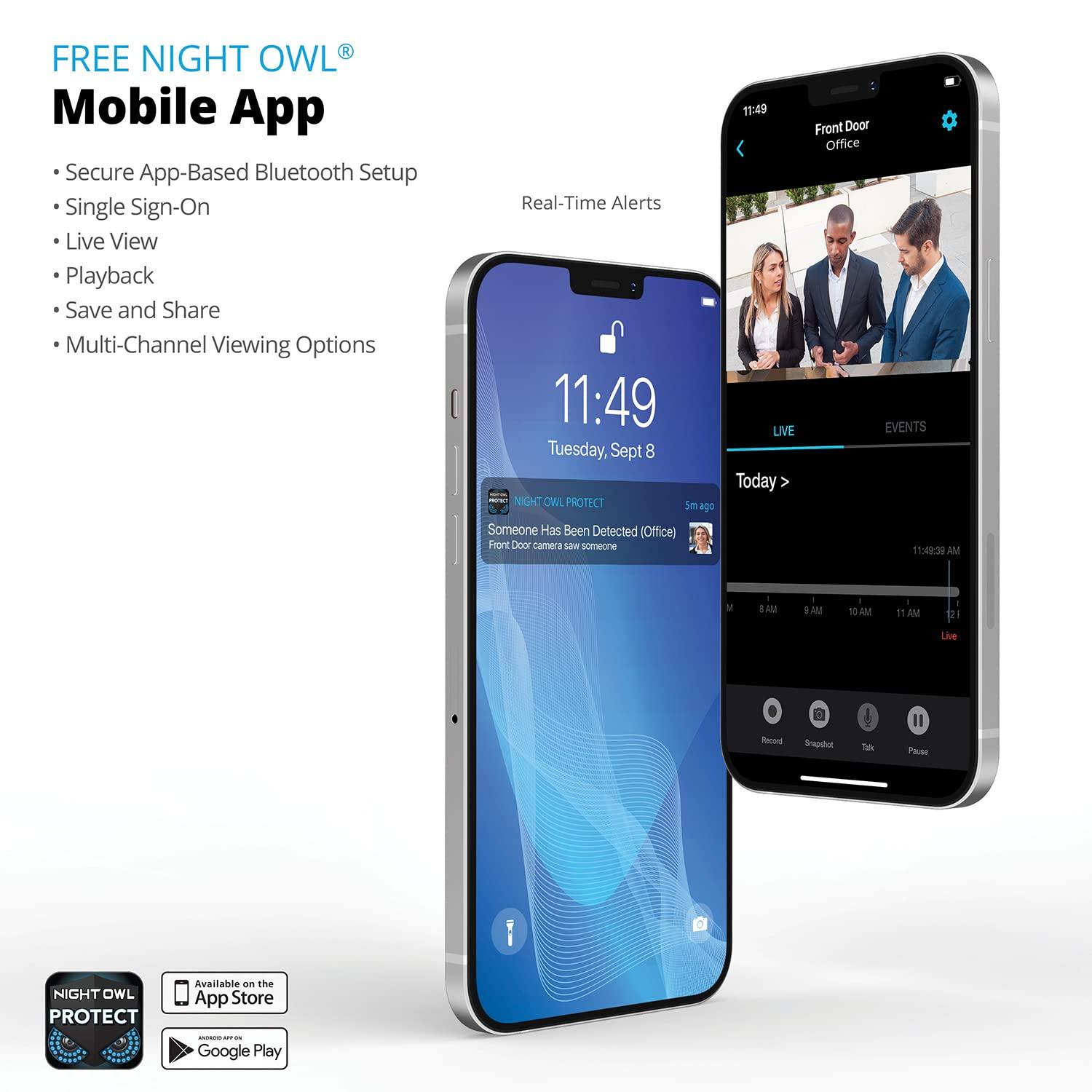 Night Owl Night Owl 2-Way Audio 12 Channel DVR Video Home Security Camera System with (8) Wired 2K HD Indoor/Outdoor Deterrence Cameras and 1TB Hard Drive (Add up to 4 Wi-Fi Cameras)