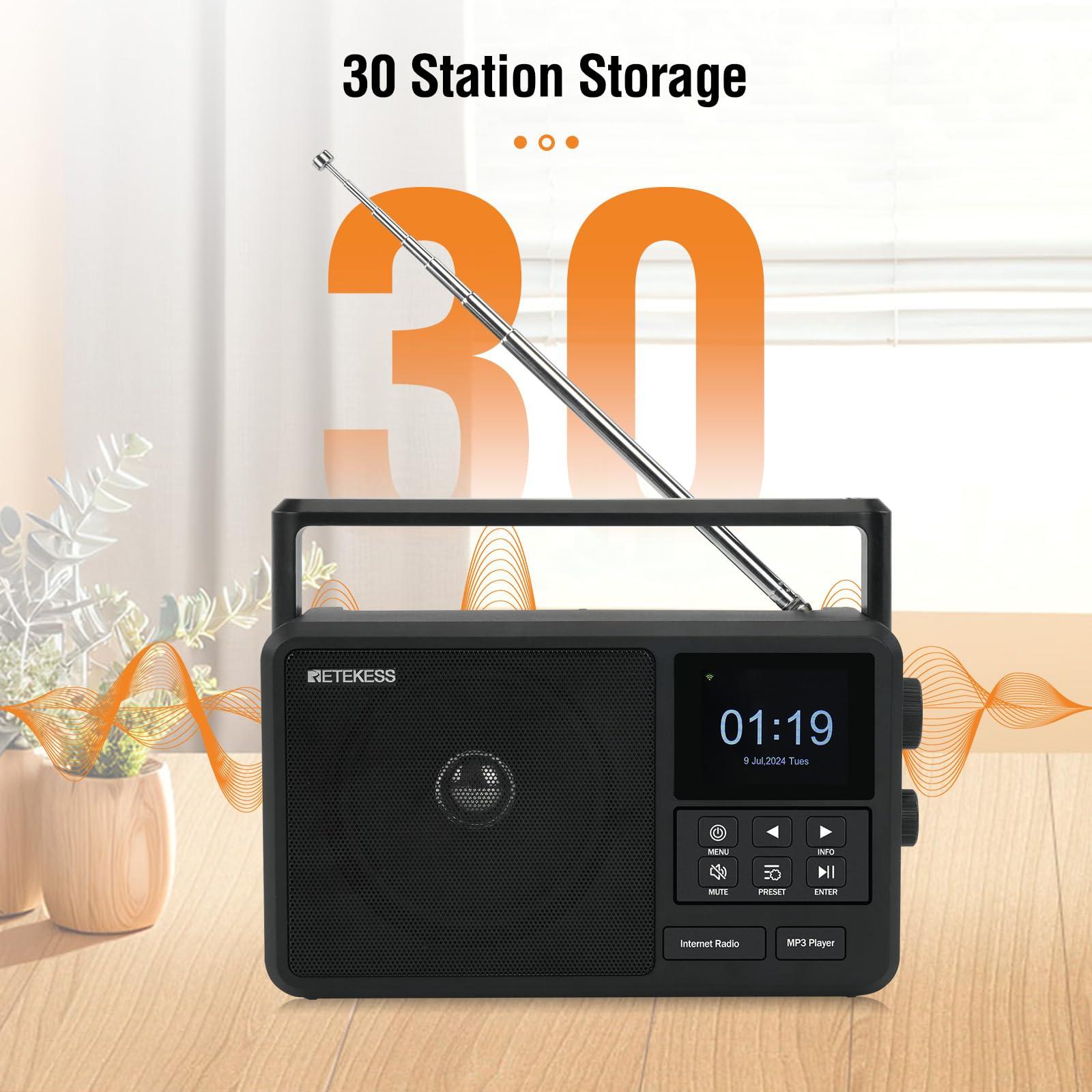 Retekess Retekess TR640 Portable Radio,Internet Radio,Bluetooth Receiver,Thousands of Global Radio Stations,Station Presets and Alarm Clock