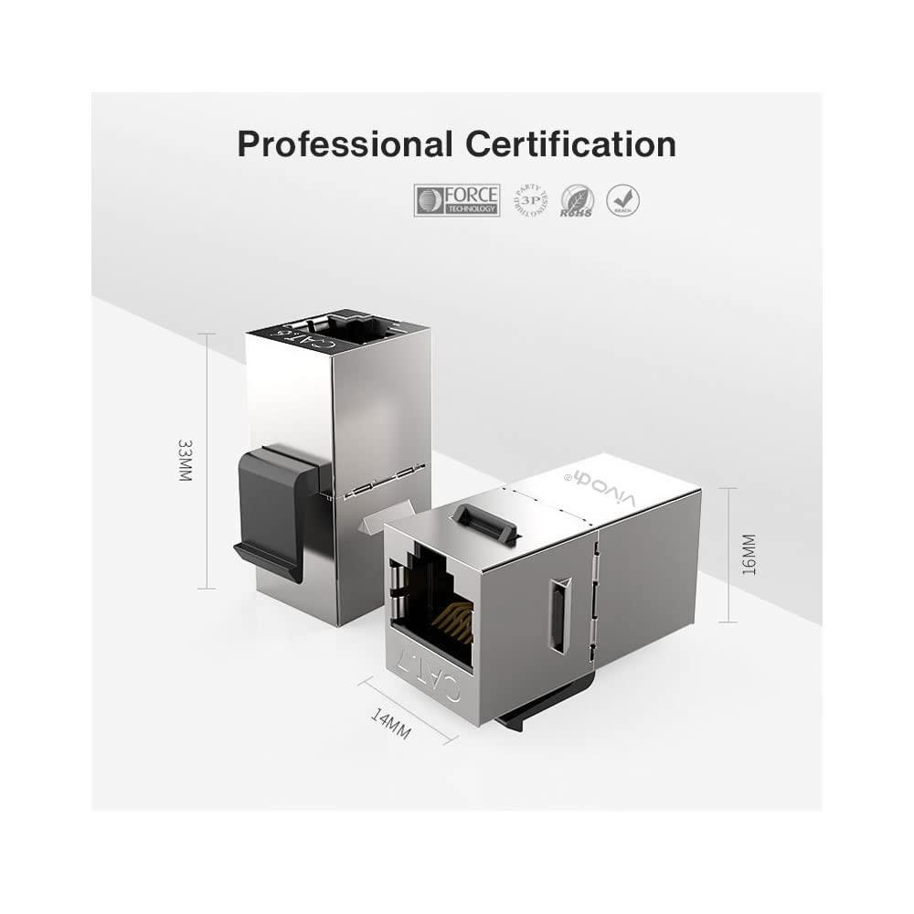 VIVOCH VIVOCH 5 Pcs Cat7 Keystone Coupler, Cat7 Keystone Jack Inline Coupler Sheilded RJ45 8P8C Cat7/Cat6A up to 10Gbps for Ethernet LAN Cable Extender Adapter