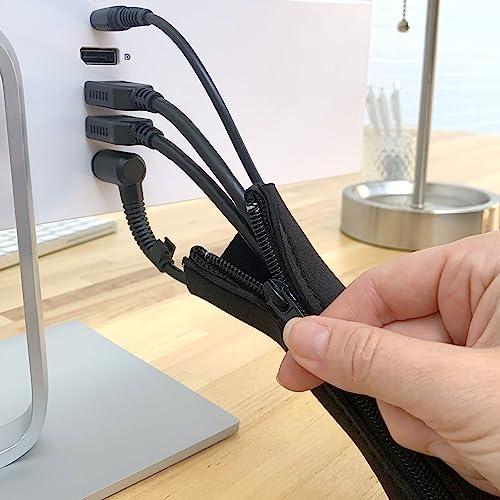Wrap-It Storage Zipper Cable Sleeve by Wrap-It Storage - 36\" x 4\" (2-Pack) Black - Cord Organizer and Cable Protector for Desk, Computer, TV Cord Management to Hide and Cover Wire and Extension Cables