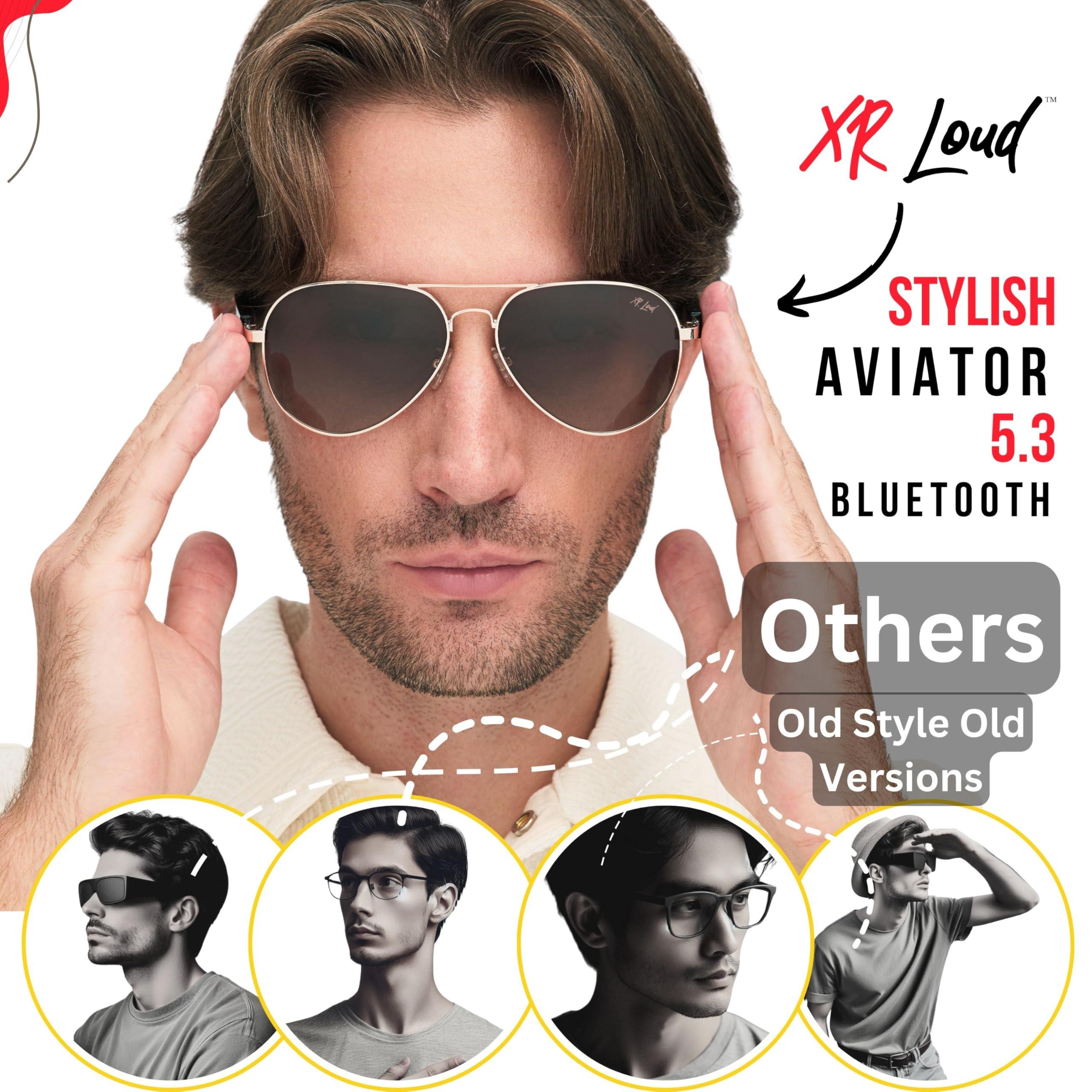 XR Loud XR Loud Smart Sunglasses with Bluetooth for Men Women, New 5.3 Android Siri Touch and Voice Assistant with Speakers, 120H SB, Aviator (Black Dominator)