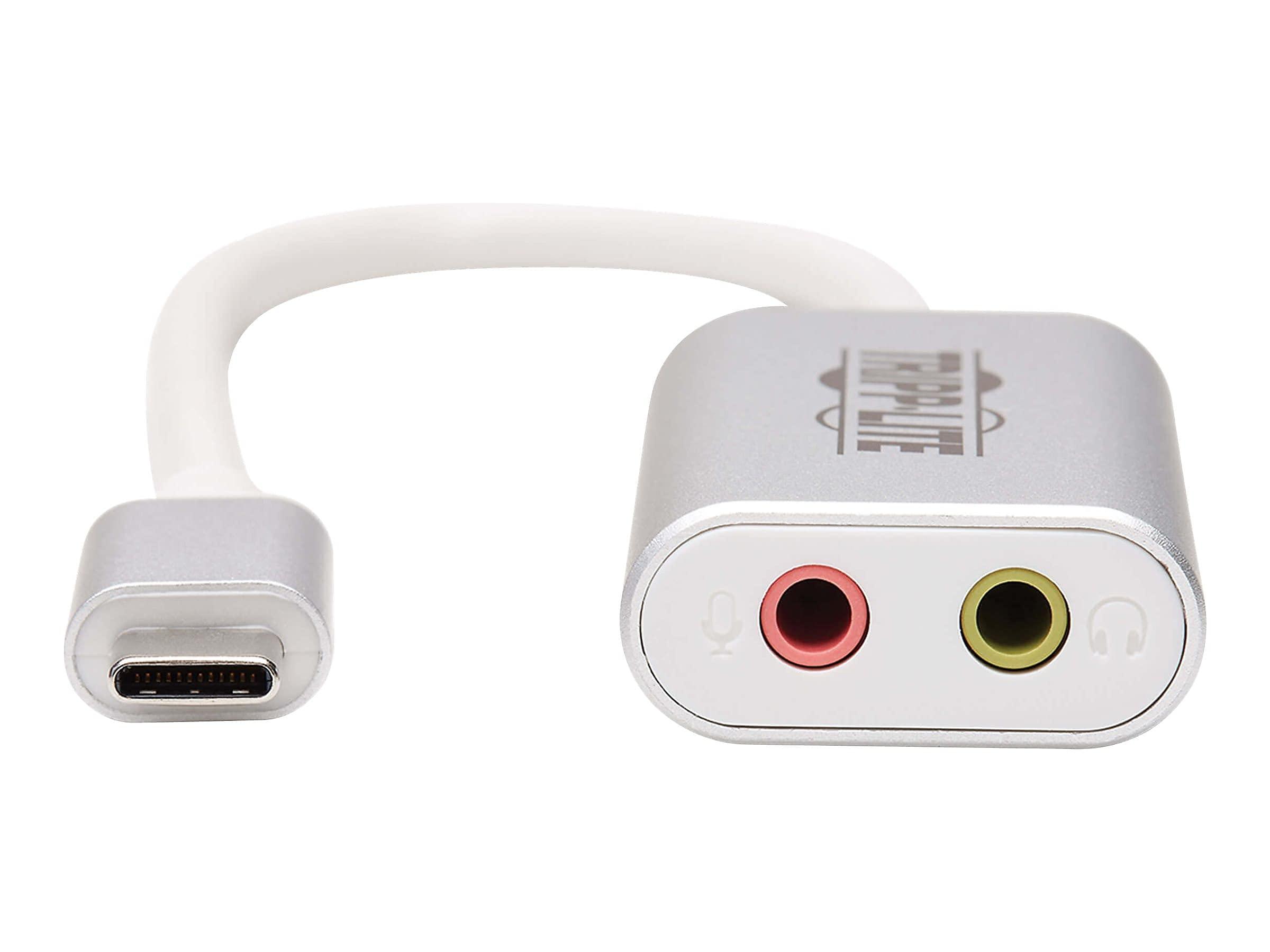 Eaton Tripp Lite USB C to 3.5mm Stero Audio Adapter for Microphone Headphones, Silver (U437-002)