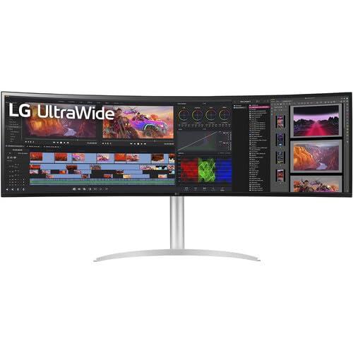 LG LG 49WQ95C-W UltraWide 49 Inch Curved Gaming Monitor 32:9 Dual QHD 5120 x 1440p 144hz Nano IPS, Compatible NVIDIA G-Sync & AMD FreeSync Pro, Built-in Displayport, HDMI 2.1, USB-C & Speakers - Bundle