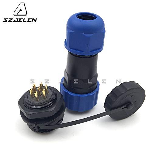 SZJELEN SZJELEN SD20 20MM 7Pin Panel Mount Waterproof Connector Plug + Socket, Cable Gland Cap Connector IP67 (7Pin, Plug (Male) + Socket (Female))