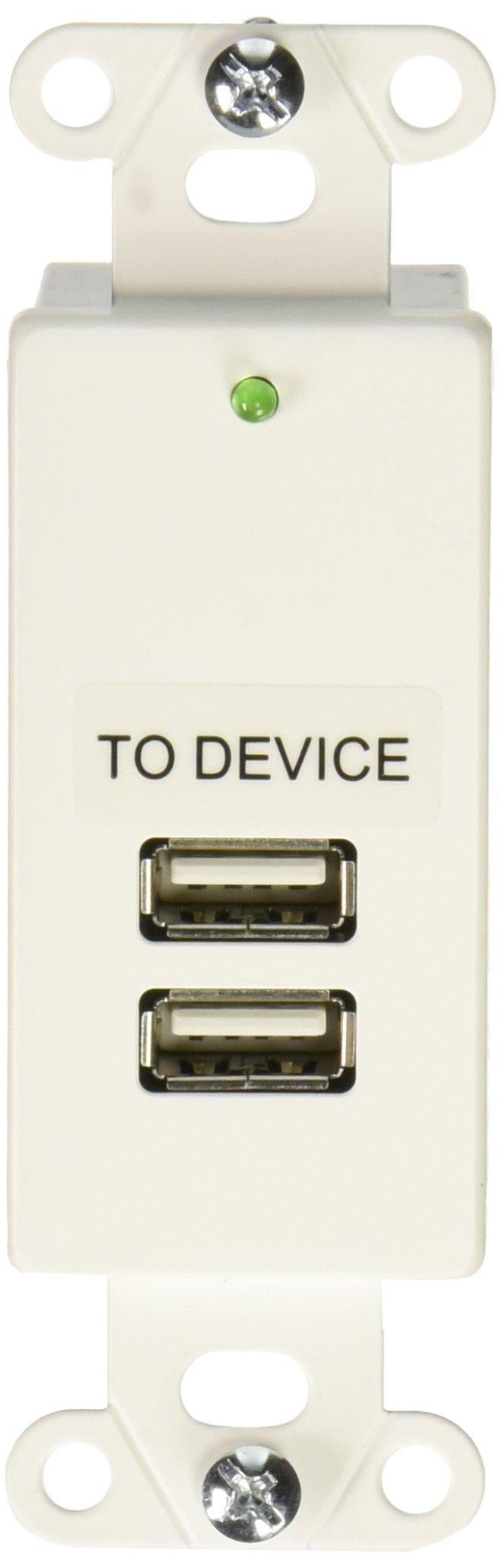 C2G C2G Legrand USB 2-Port SuperBooster Wall Plate, SuperBooster Extender Wall Plate, 2 Port USB Wall Plate, White USB Extender Wall Plate, 1.1 Over Cat5 USB Wallplate, 1 Count, C2G 29345