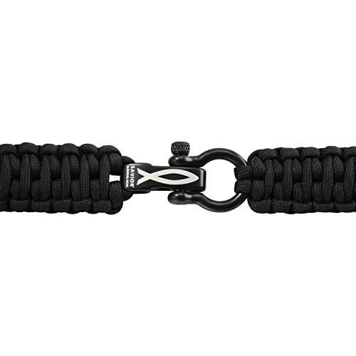 Savior Survival Gear Savior Survival Gear Paracord Watch Band Compatible with Apple 42mm and 44mm Apple Watch - Paracord Watch Band with Stainless Steel Adjustable Shackle (550 Paracord, Black, X-Large)