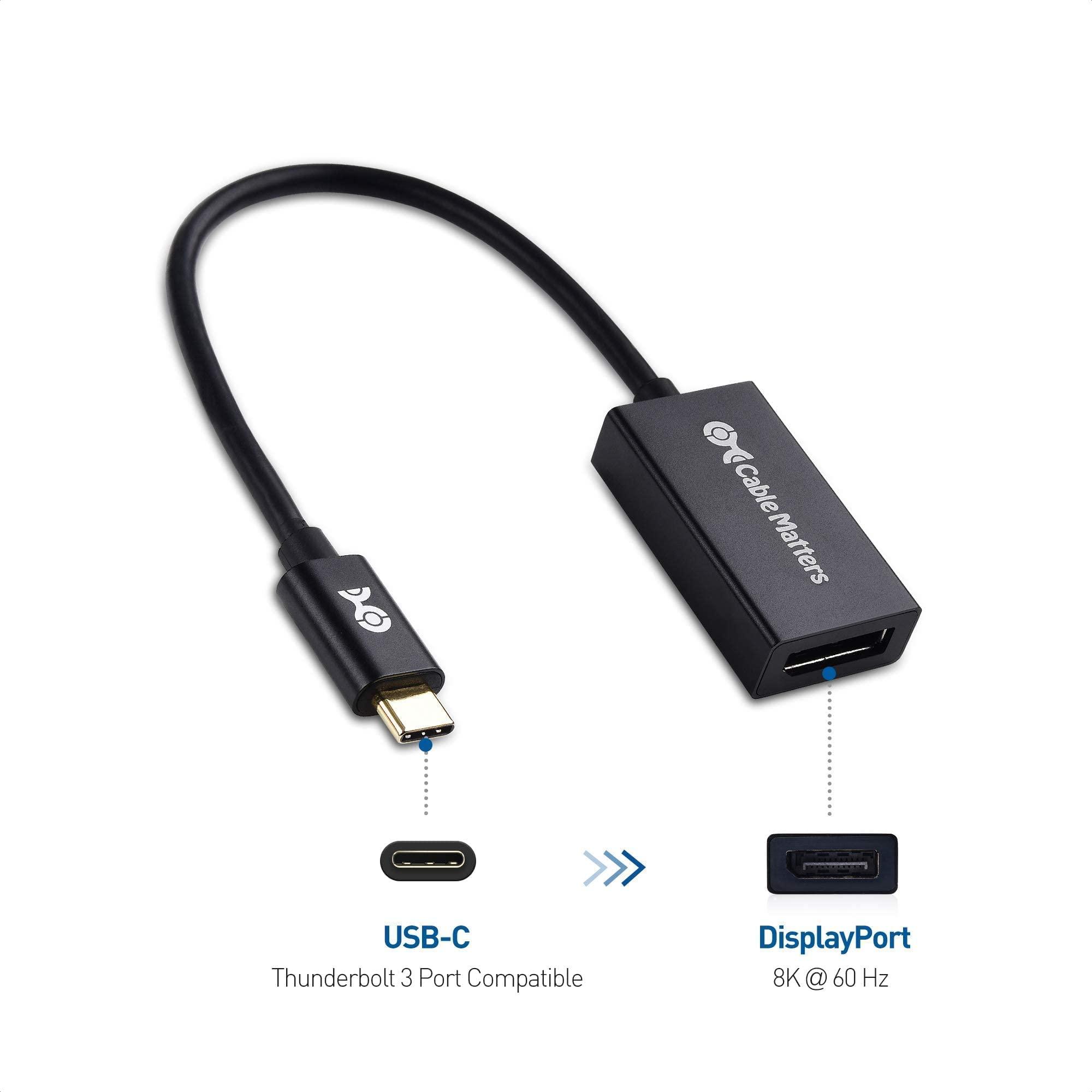 Cable Matters Cable Matters USB 3.0 KVM Switch DisplayPort 1.4 for 2 Computers, USB C to DisplayPort 1.4 Adapter, and USB C to USB Adapter Bundle