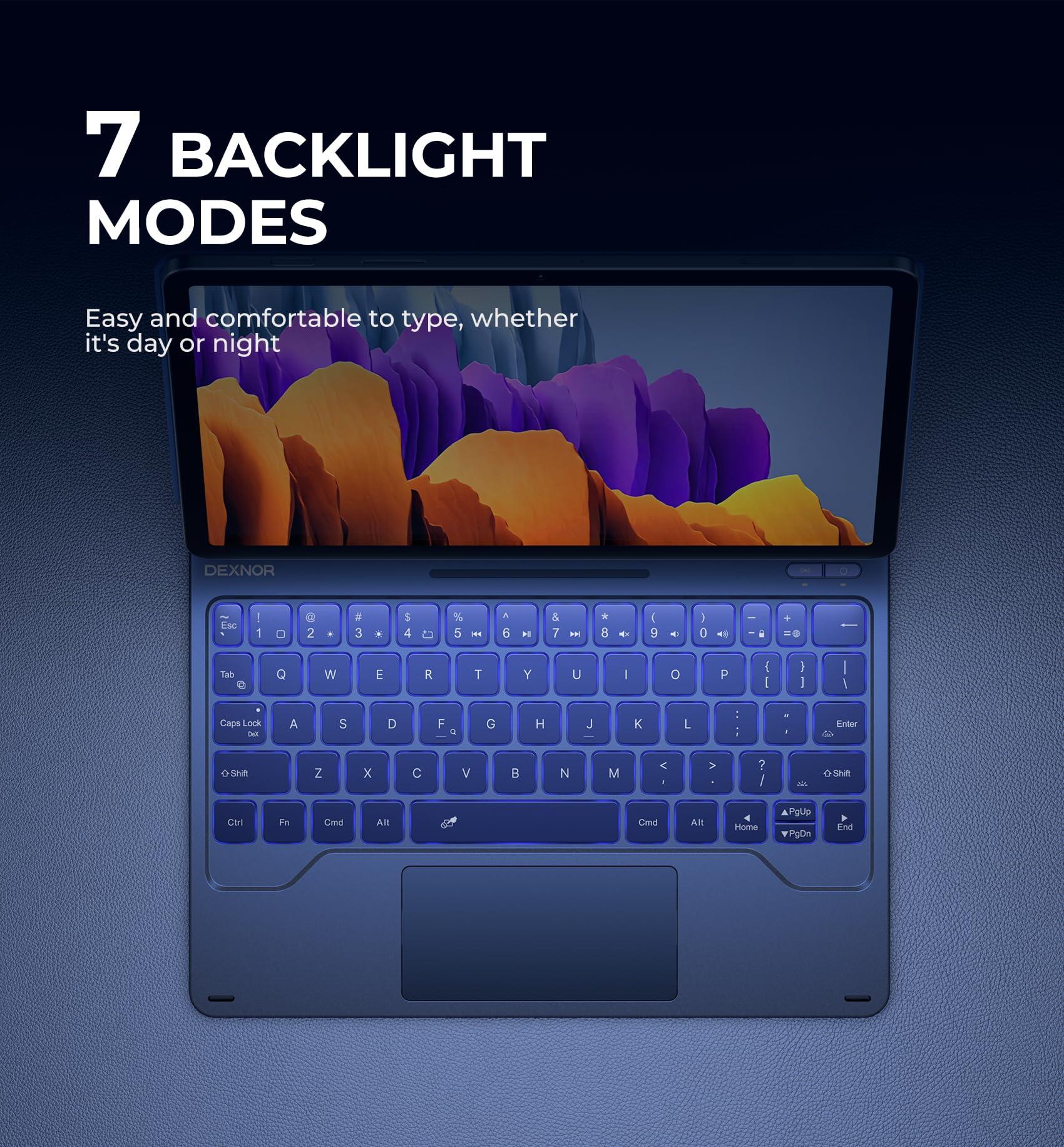 Dexnor Dexnor Keyboard Case for Samsung Galaxy Tab S9 FE 5g 10.9" / S9 11" Case with Keyboard Magnetic Floating Cantilever Stand Multi-Touch Trackpad Wireless Backlit with S Pen Holder US Version - Blue