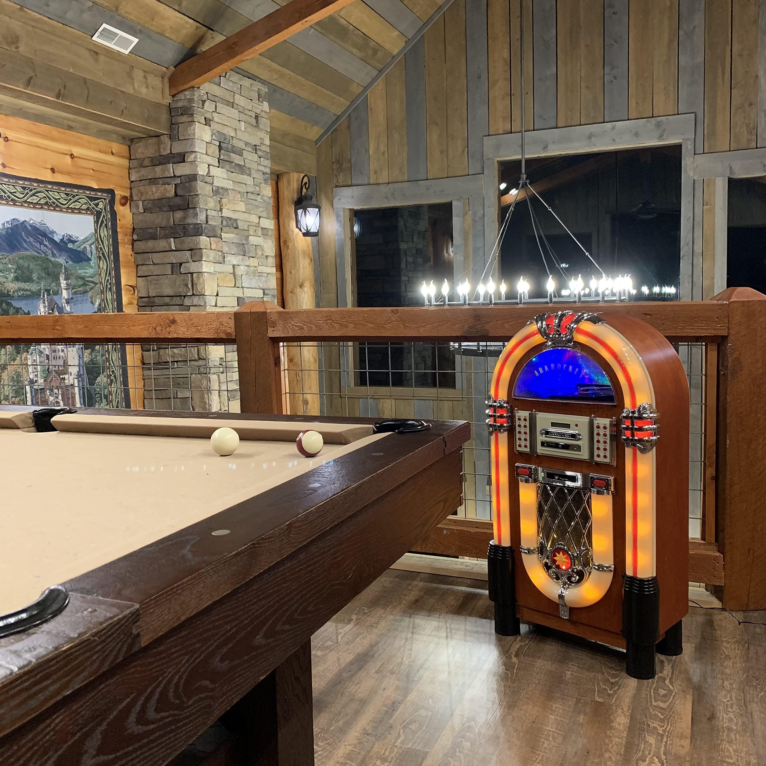 arkrocket Arkrocket Full Size Jukebox Vinyl Record Player Bluetooth USB SD CD Player Radio Retro Turntable Classic Jukebox (Taurus - Classic)