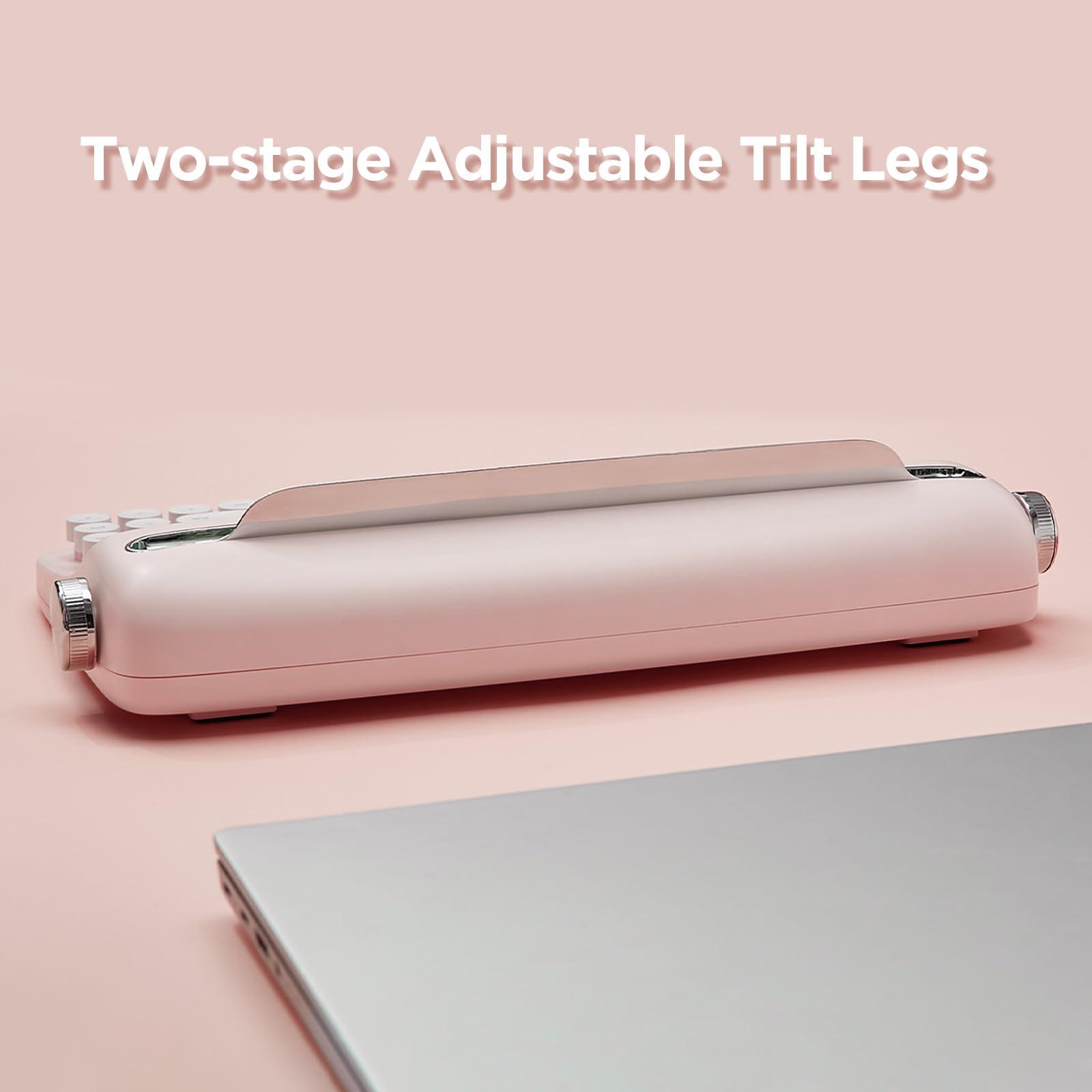 YUNZII YUNZII ACTTO B303 Wireless Typewriter Keyboard, Bluetooth Connection, Cute Retro Aesthetic Design with Integrated Stand for Tablet, Phone, PC and Win/Mac/Android(B303, Baby Pink)